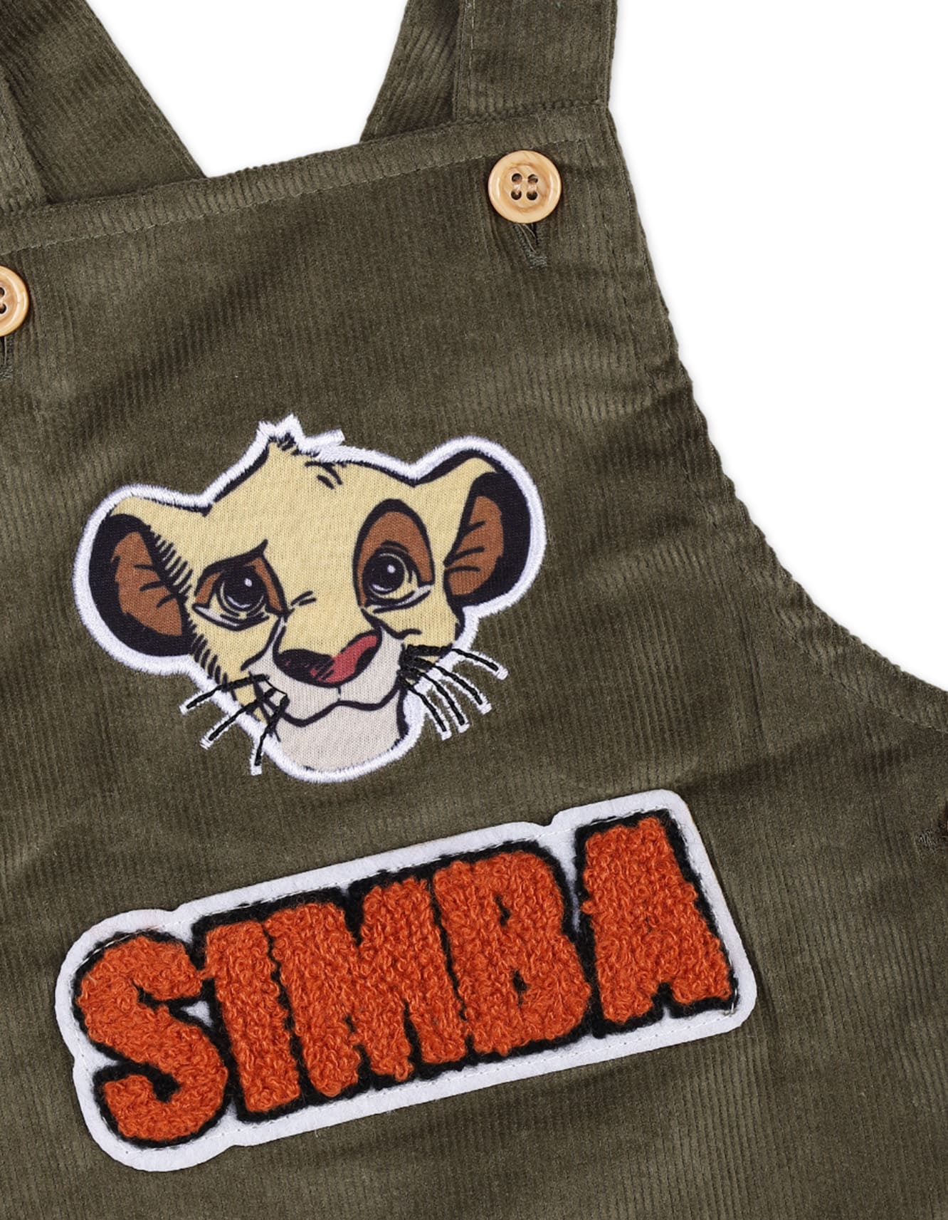 2 Pieces Dungaree Winter Suit Sets Bambies The Lion King Olive and White at Zubaidas - Image 3