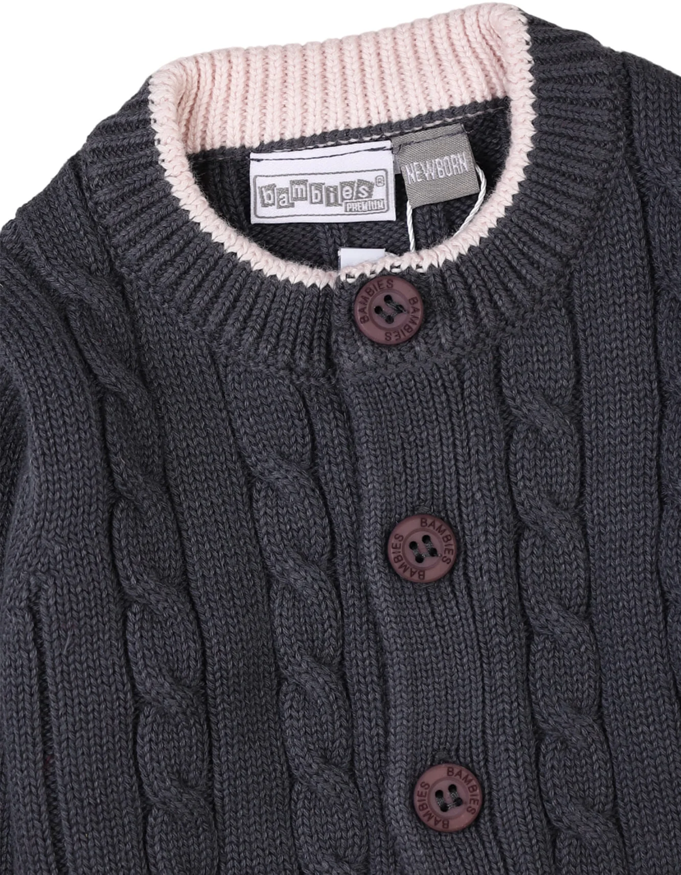 3 Pieces Infants Knitted Winter Clothes Bambies Dark Grey at Zubaidas - Image 5