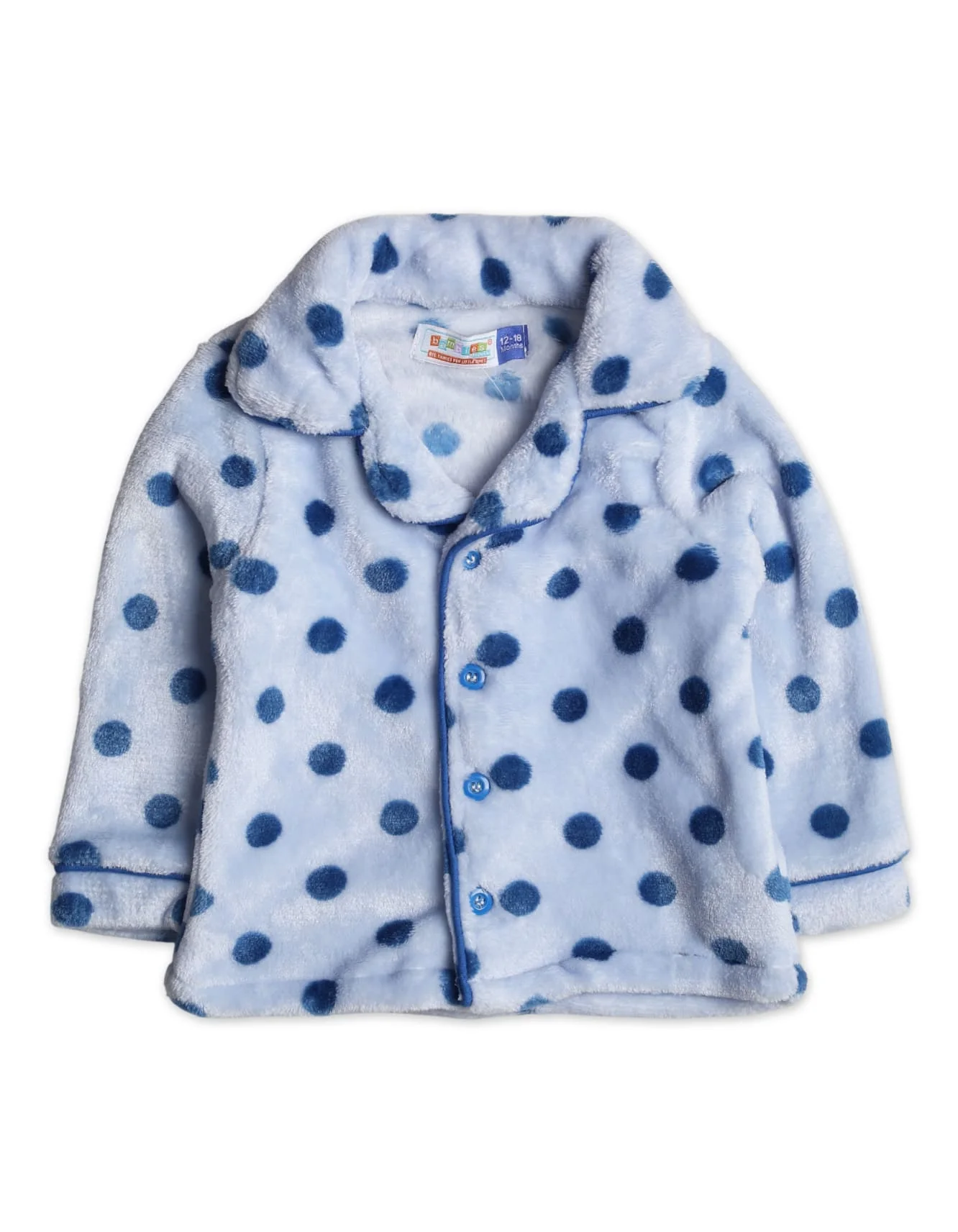 Baby and Kids Winter Night Suits Bambies Dots Light Blue at Zubaidas - Image 2