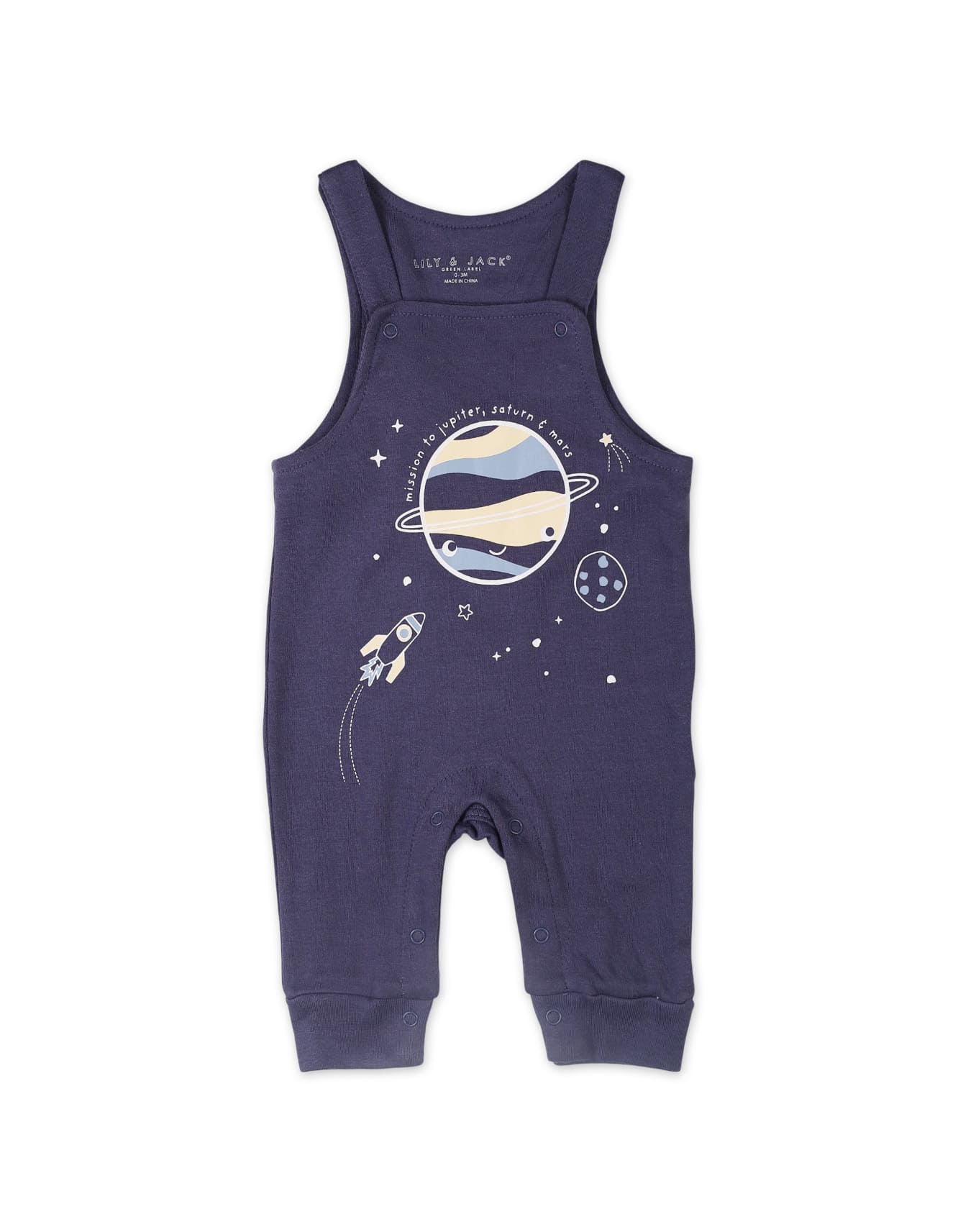 Baby Boys 2 Pieces Dungaree Winter Suit Sets Bambies Space Beige and Navy Blue at Zubaidas - Image 3