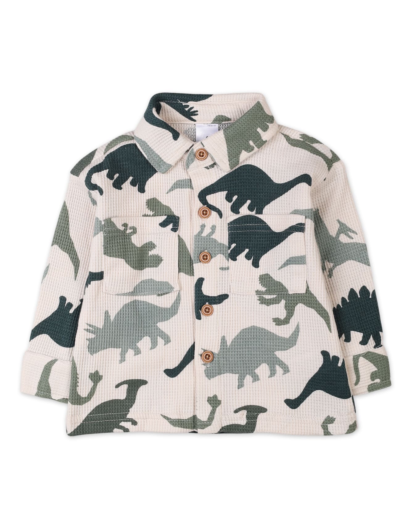 Baby Boys 2 Pieces Winter Outfit Bambies Dinosaur Olive Green and Beige at Zubaidas - Image 2