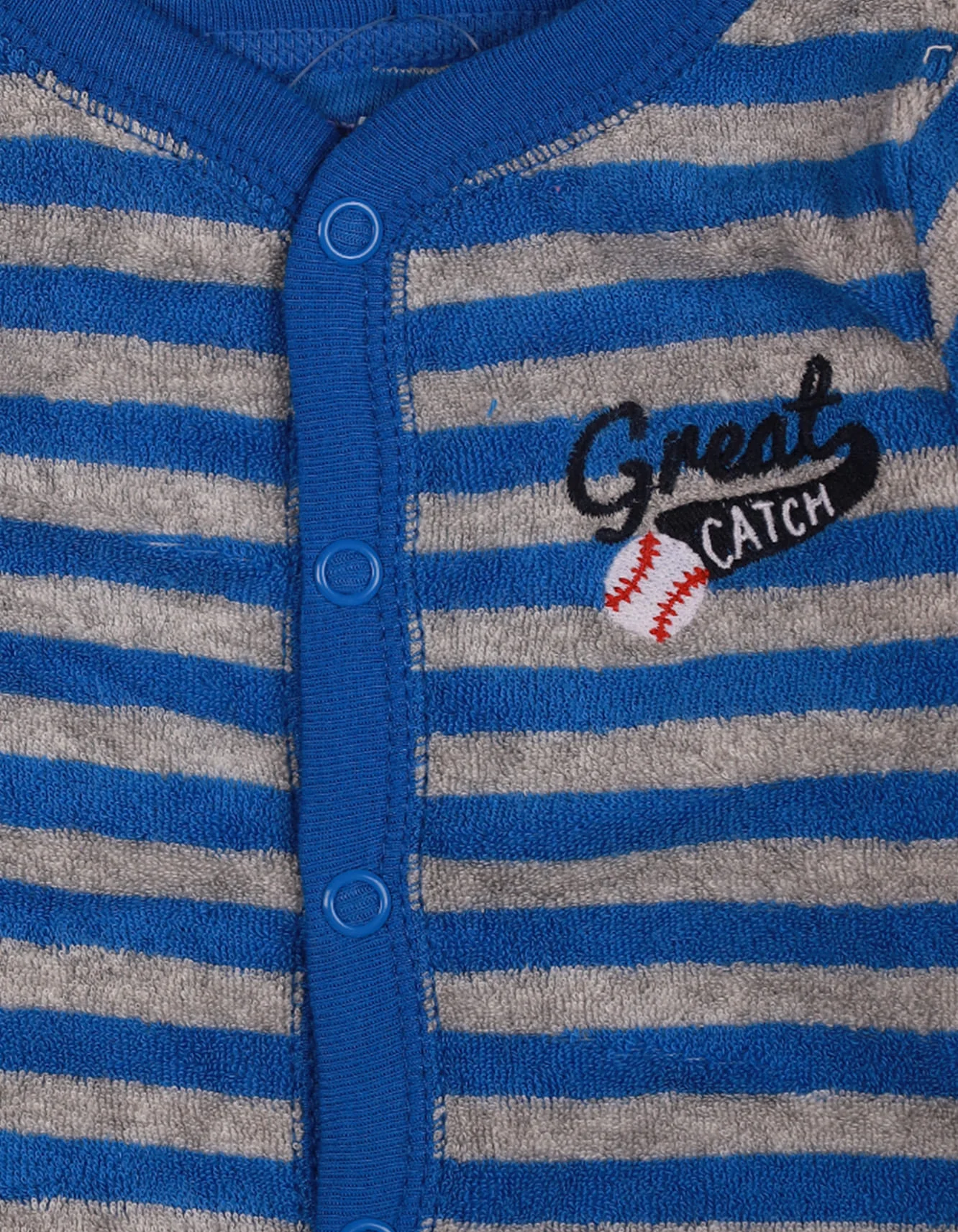 Baby Boys Full Rompers Bambies® Blue and Grey Terry Stripes at Zubaidas Official™ Pakistan - Image 2