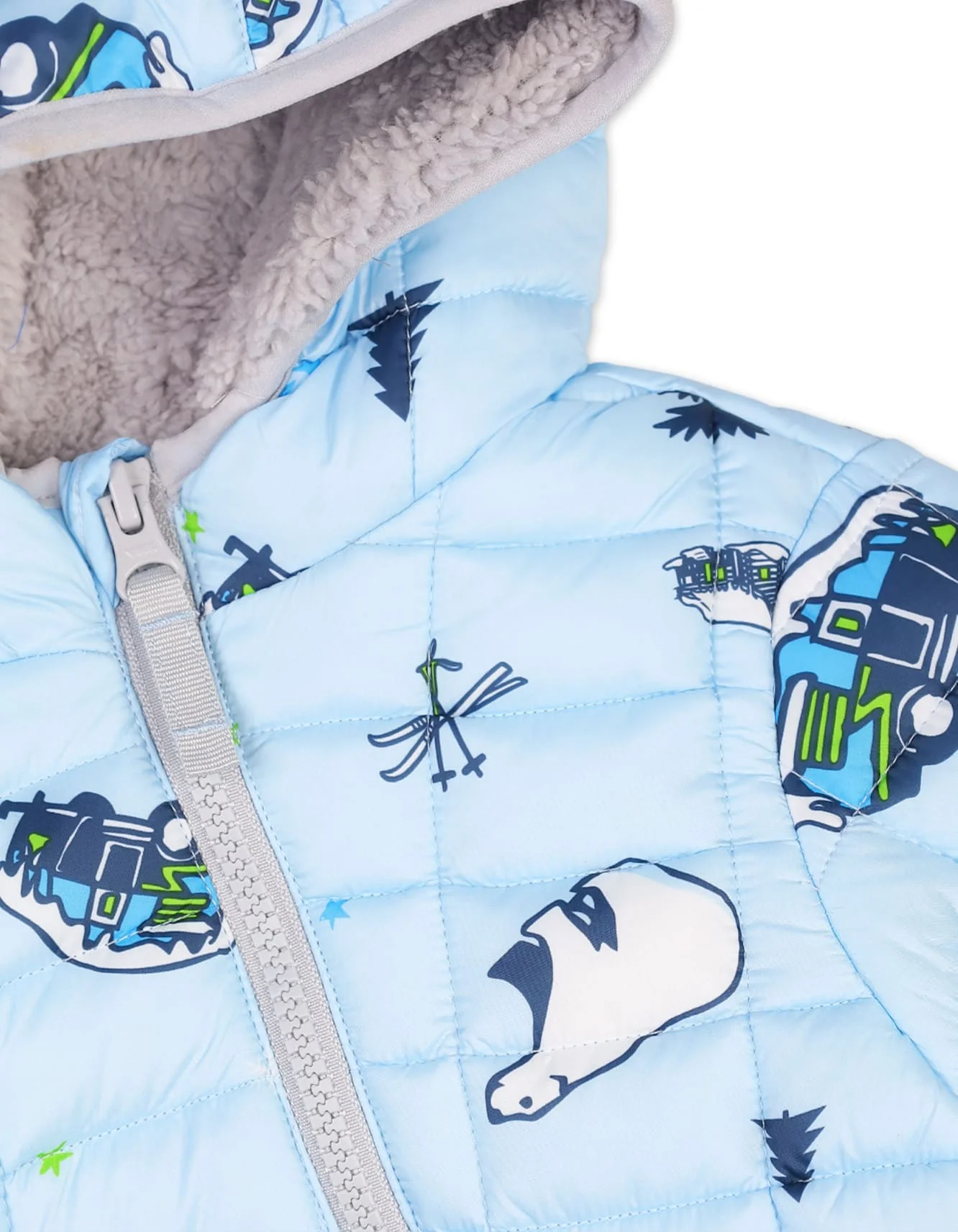Baby Boys Winter Rompers Quilted Hooded Romper Blue at Zubaidas - Image 2