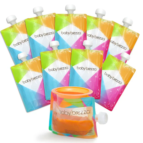 Baby Brezza Reusable Food Storage Pouches With Funnel Pack of 10 BRZ00207 at Zubaidas 🏆 1 Global Award