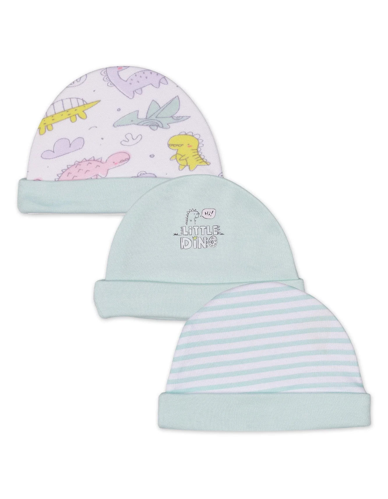 Baby Caps Dino World Theme Unisex- Pack of 3