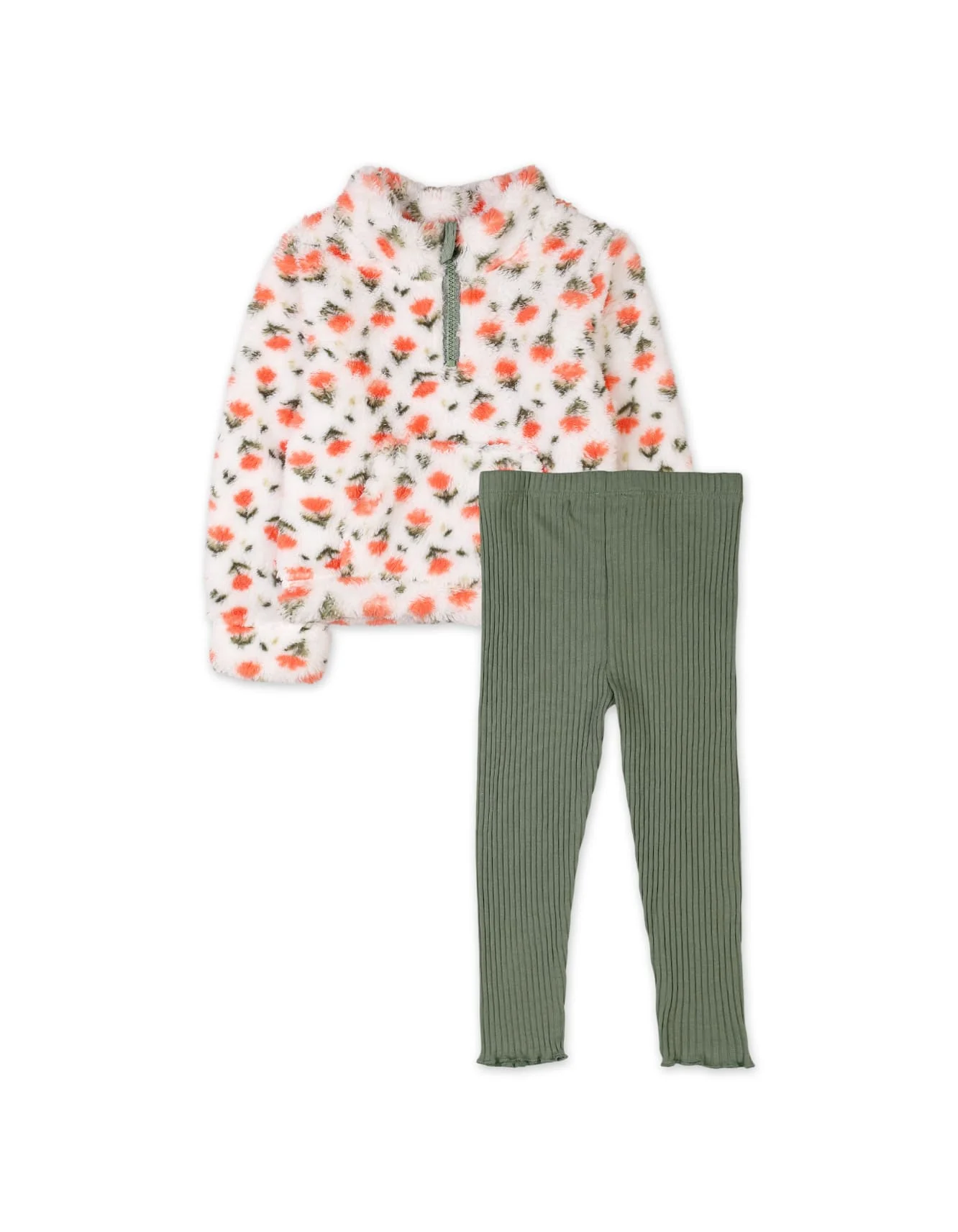 Baby Girls 2 Pieces Winter Outfit Bambies Floral White and Green at Zubaidas