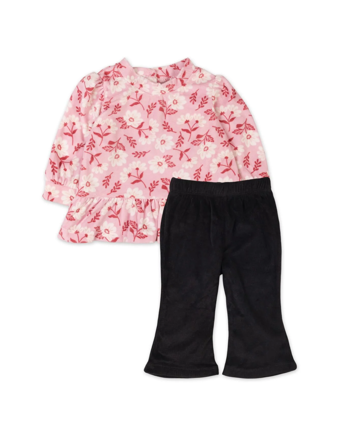 Baby Girls 2 Pieces Winter Outfits Bambies Floral Pink and Black at Zubaidas