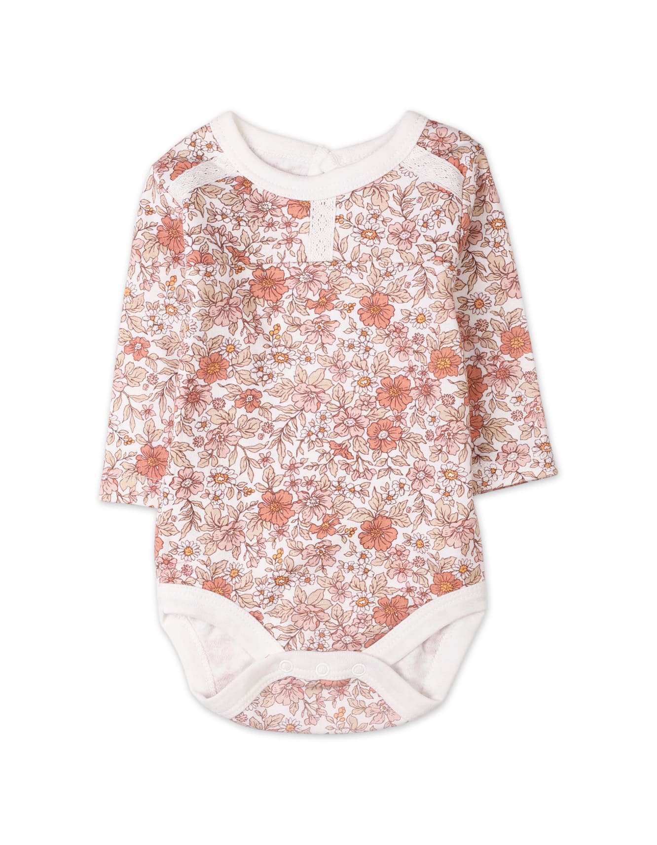 Baby Girls 3 Pieces Suit Bambies Floral Rust and Pink at Zubaidas - Image 2