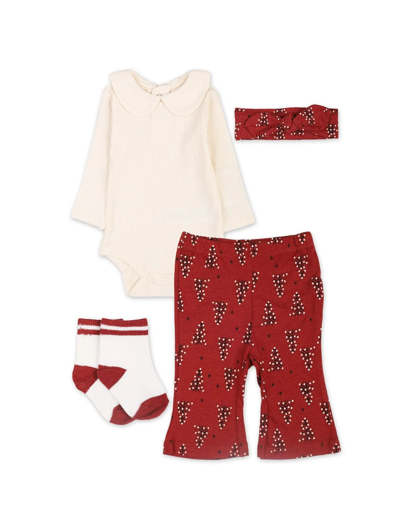 Baby Girls 4 Pieces Winter Suit Sets Bambies Cream and Red at Zubaidas