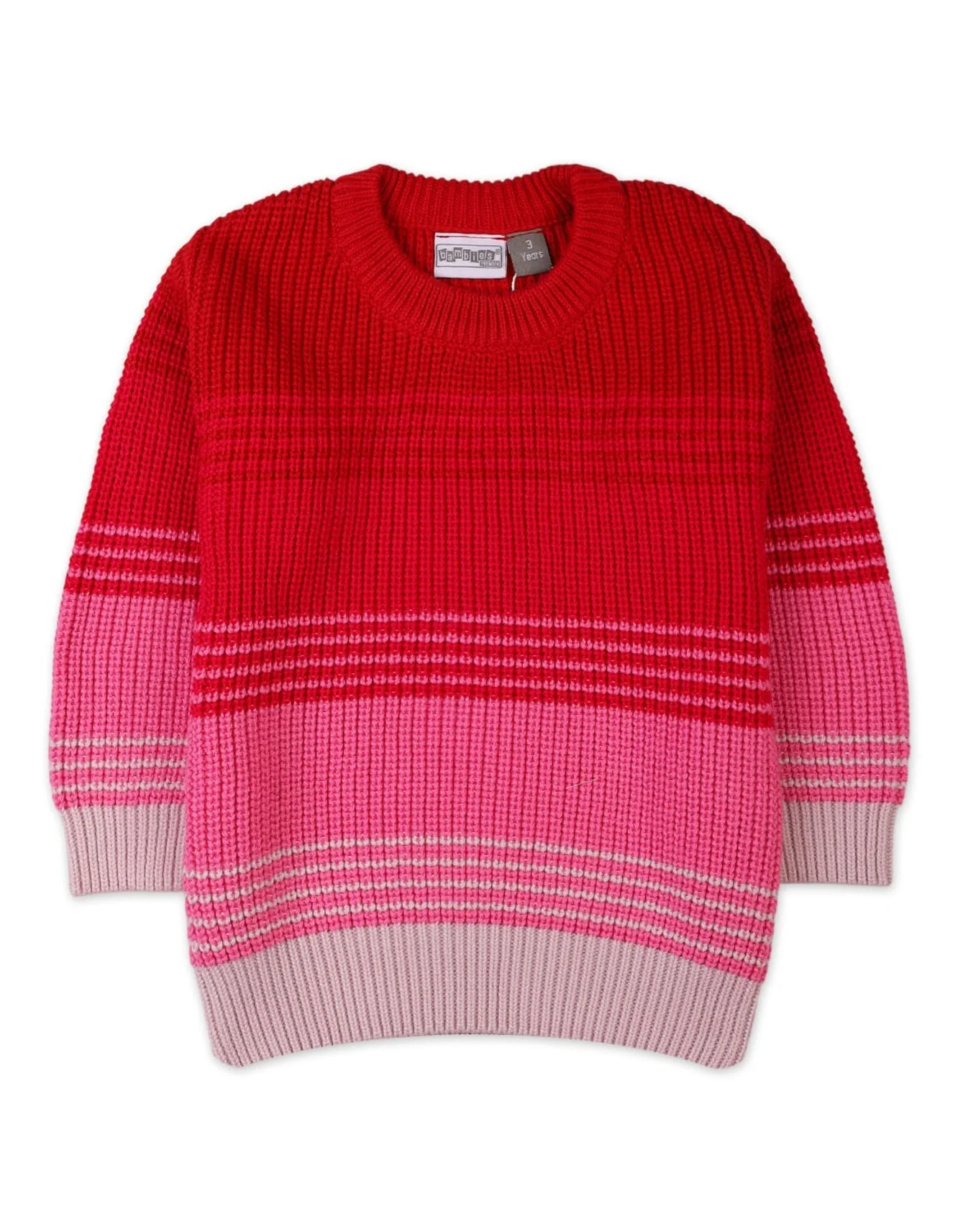 Baby Girls and Girls Winter Knitwears Bambies Striped Red and Pink at Zubaidas