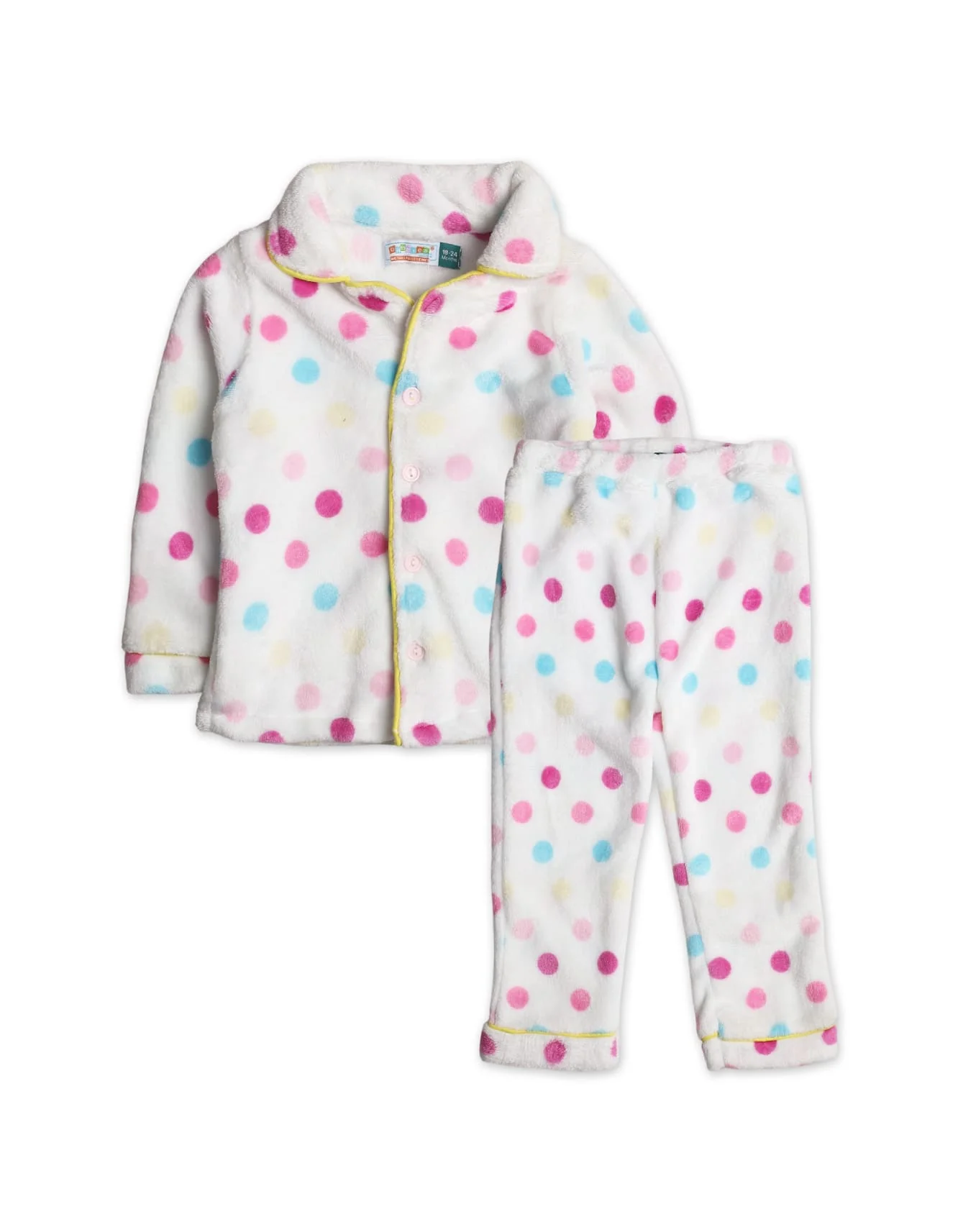 Baby Girls and Girls Winter Night Suits Bambies Multi Color Dots at Zubaidas