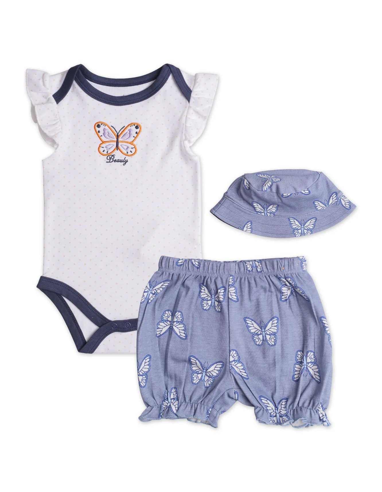 Baby Girls Bodysuits 3 Piece Bambies® Blue and White at Zubaidas Official™ Pakistan