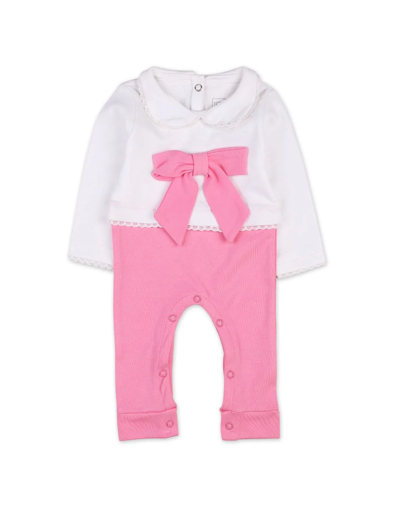 Baby Girls Rompers Bambies Bow Pink and White at Zubaidas