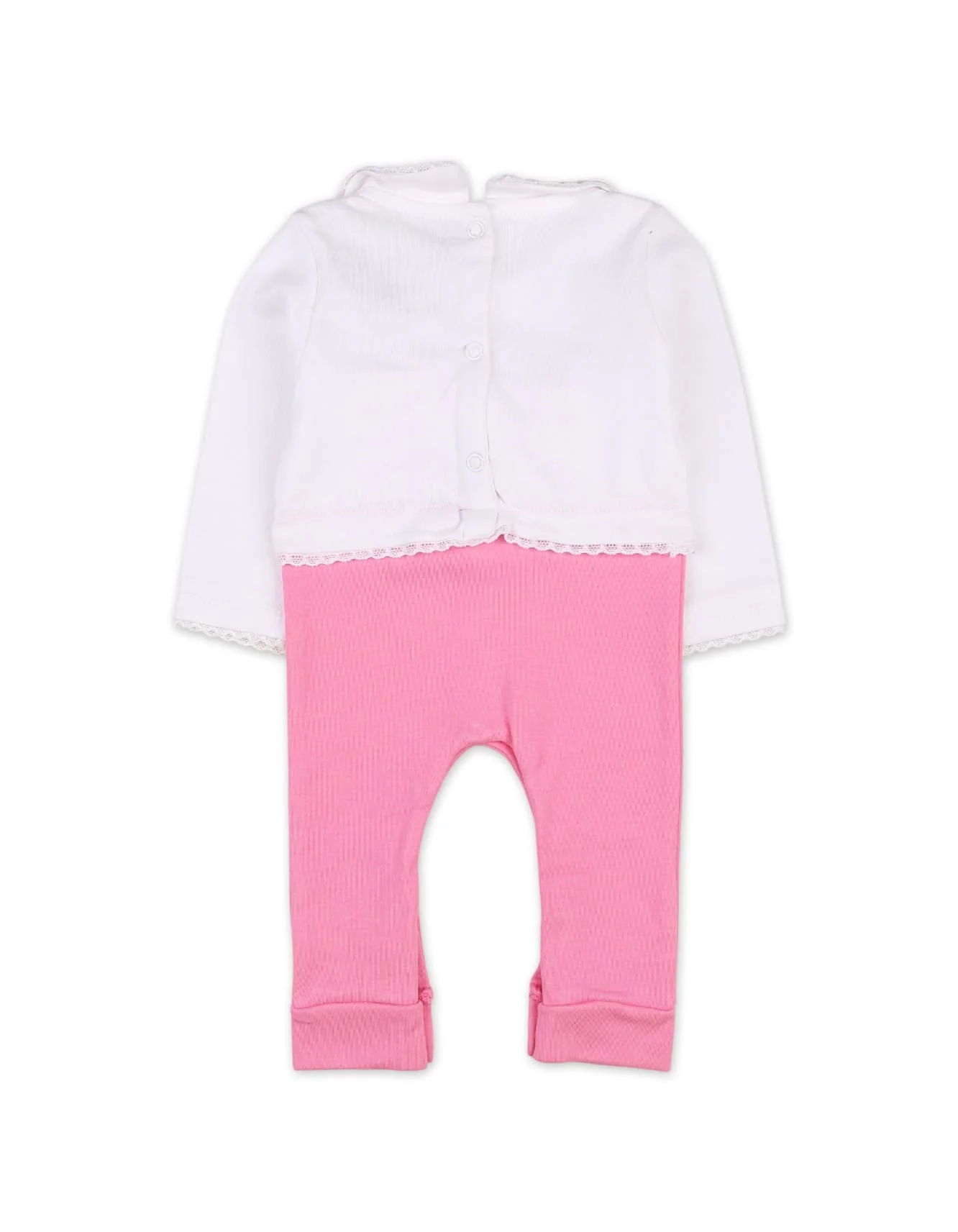 Baby Girls Rompers Bambies Bow Pink and White at Zubaidas - Image 3