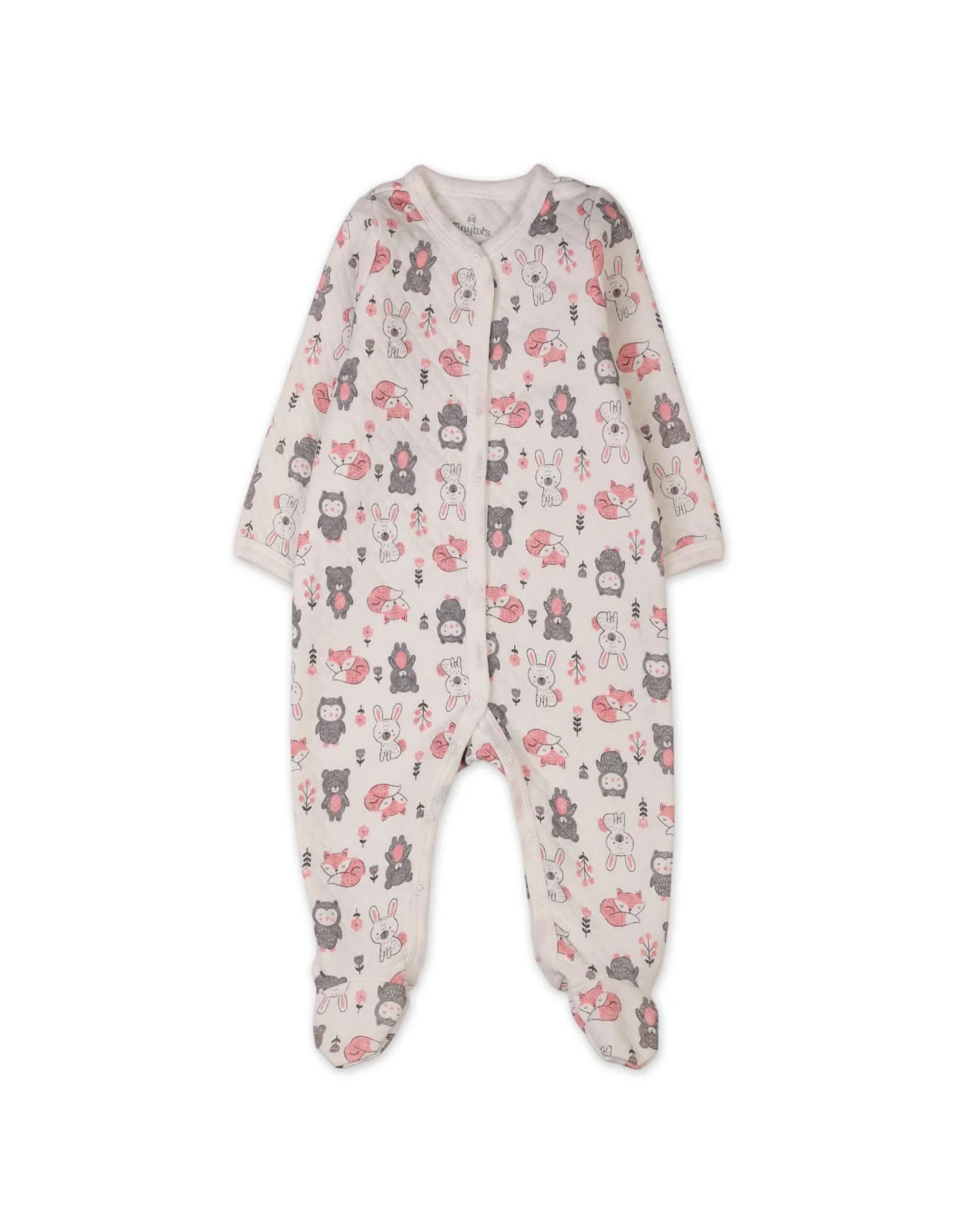 Baby Romper Bambies Quilted Animals Print White at Zubaidas