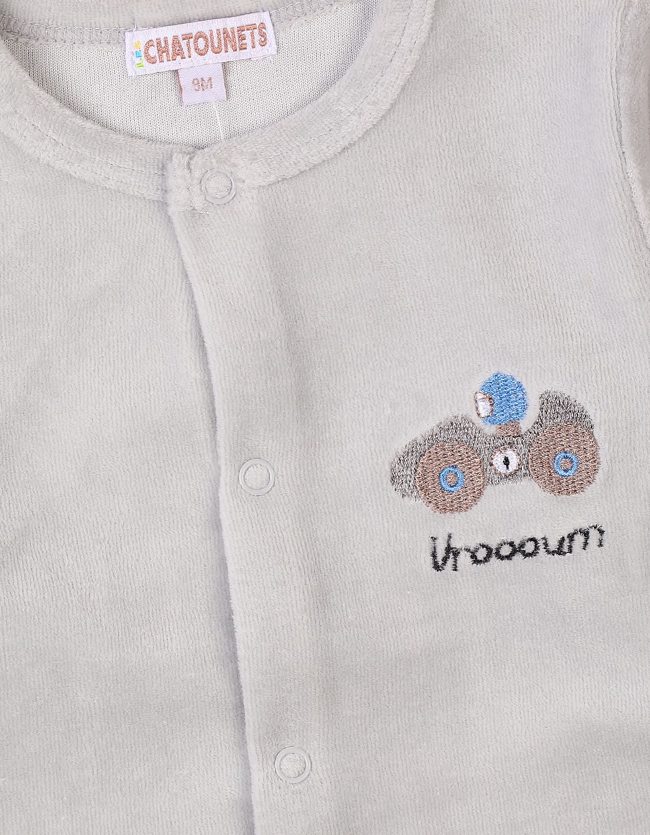 Baby Winter Onesie Bambies Car Embroidery Footie Gray at Zubaidas - Image 2
