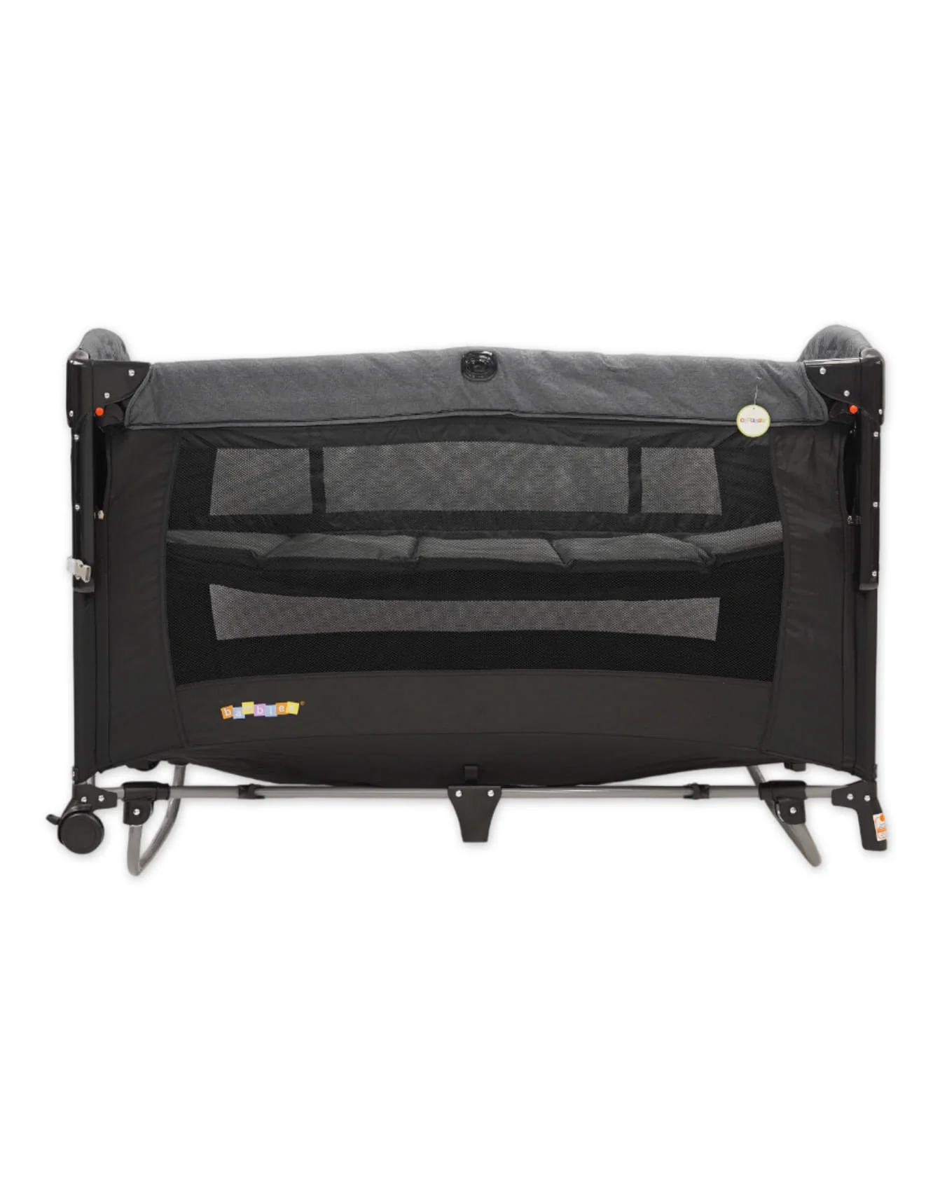 Bambies 3-in-1 Premium Travel Cots and Playard with Drop Side, Changing Station and Rocking Grey Edition at Zubaidas - Image 6