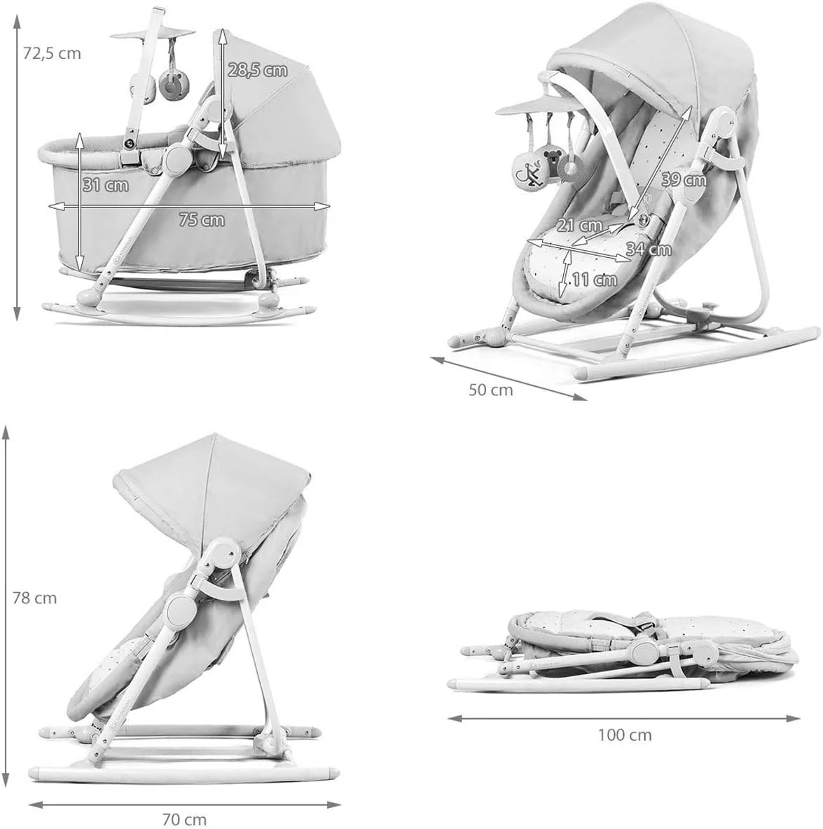 Bambies® Convertible Bassinet Cradle Rocker and Chair White at Zubaidas Official™ Pakistan - Image 5