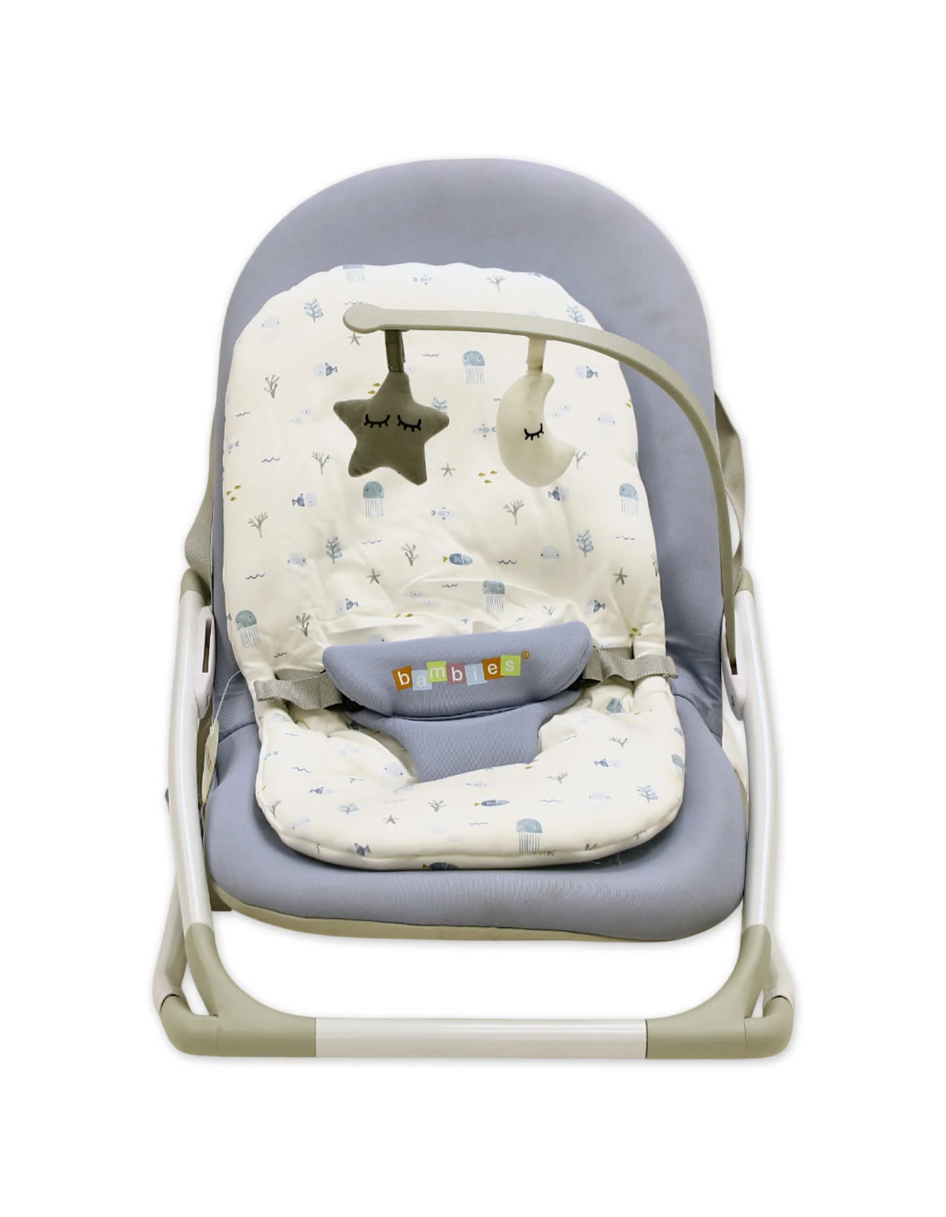 Bambies Deluxe Adjustable Baby Rocker Sky Blue & Woodland at Zubaidas - Image 2