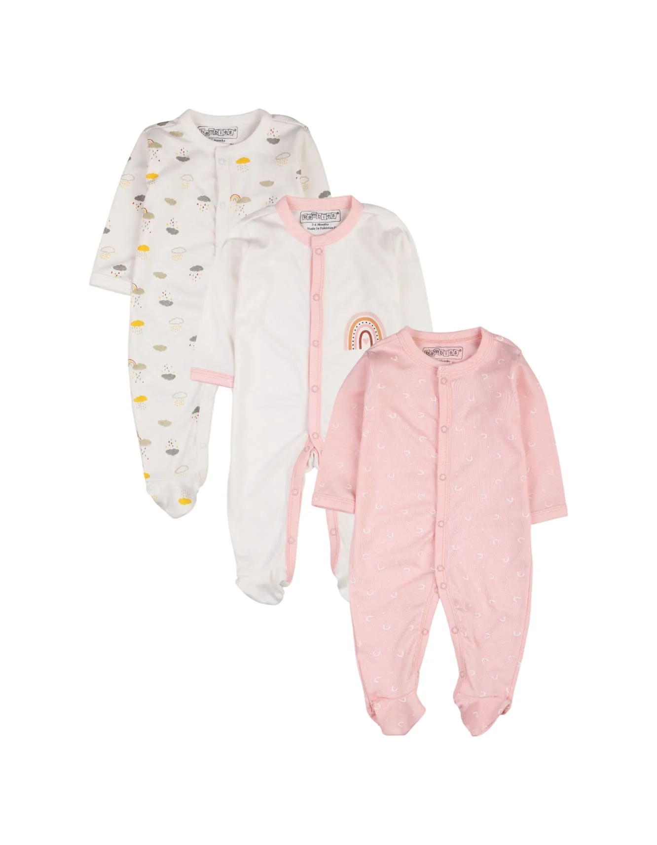 Bambies® Sleep Suits Pack of 3 Rainbow at Zubaidas Official™ Pakistan