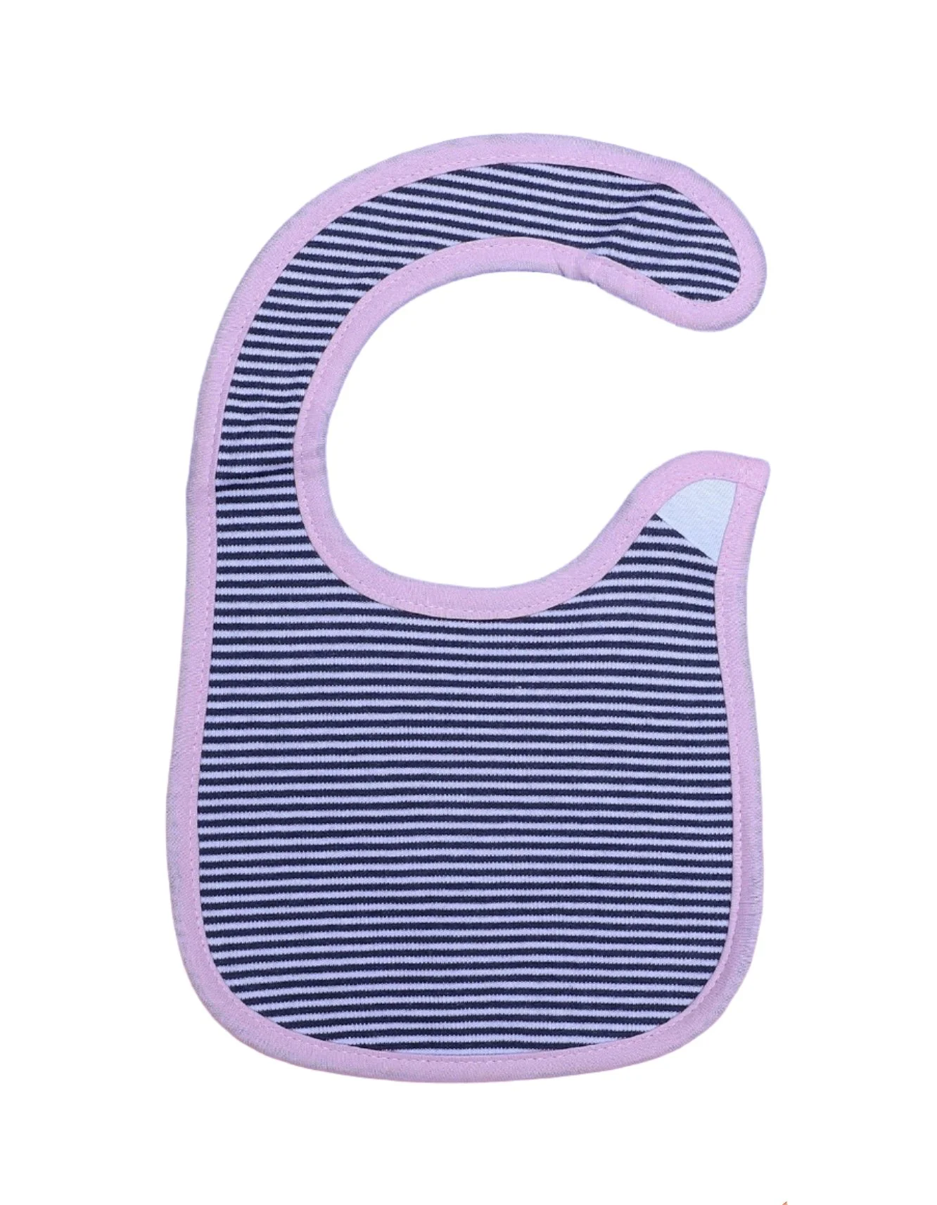 Zubaida's Bib Black Stripes Light Pink Border