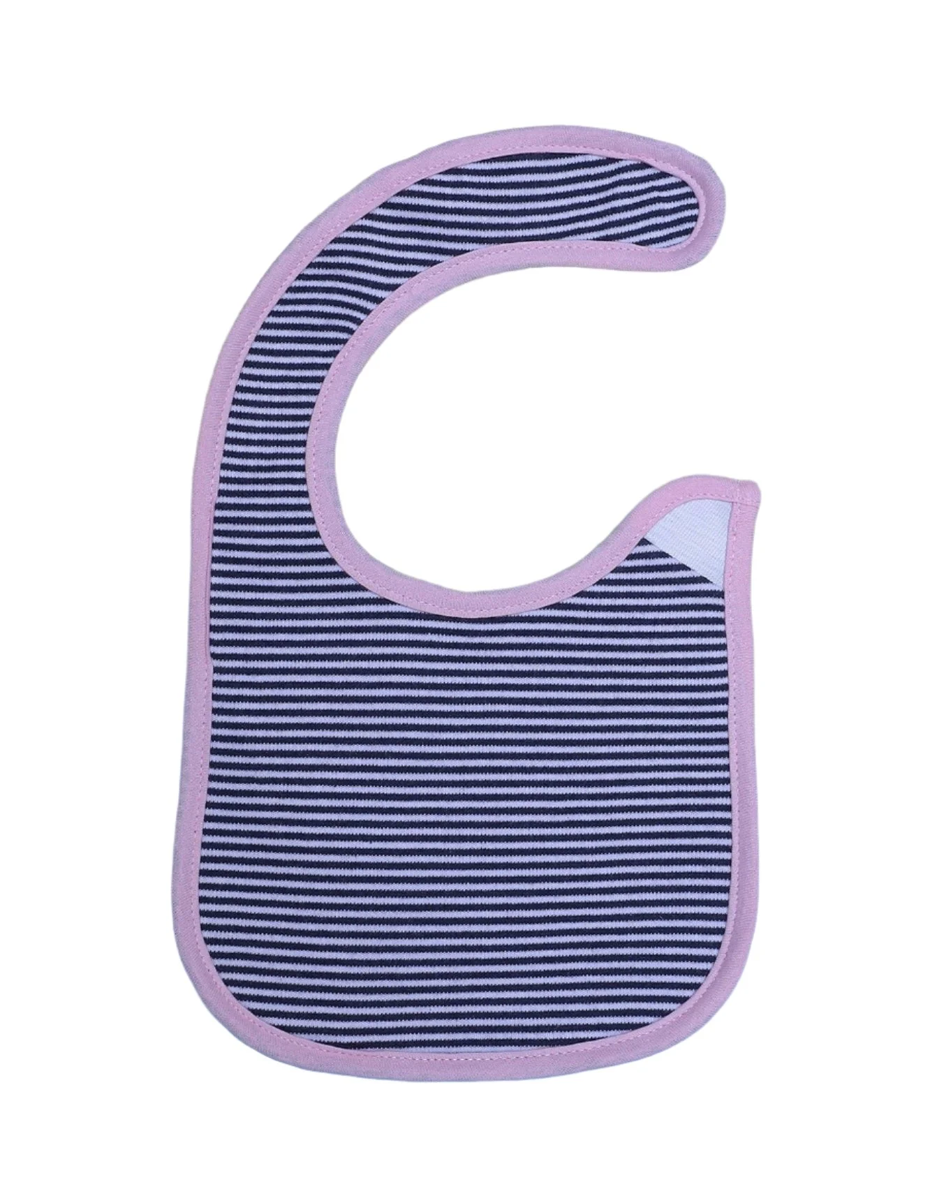 Zubaida's Bib Black Stripes Light Pink Border