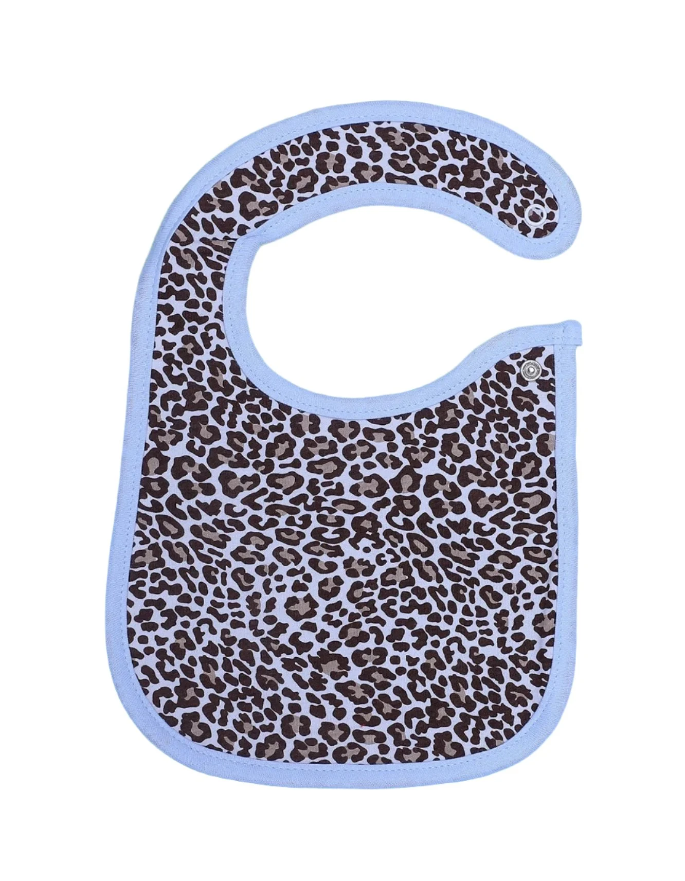 Zubaida's Bib Blue & White with Cheetah Print