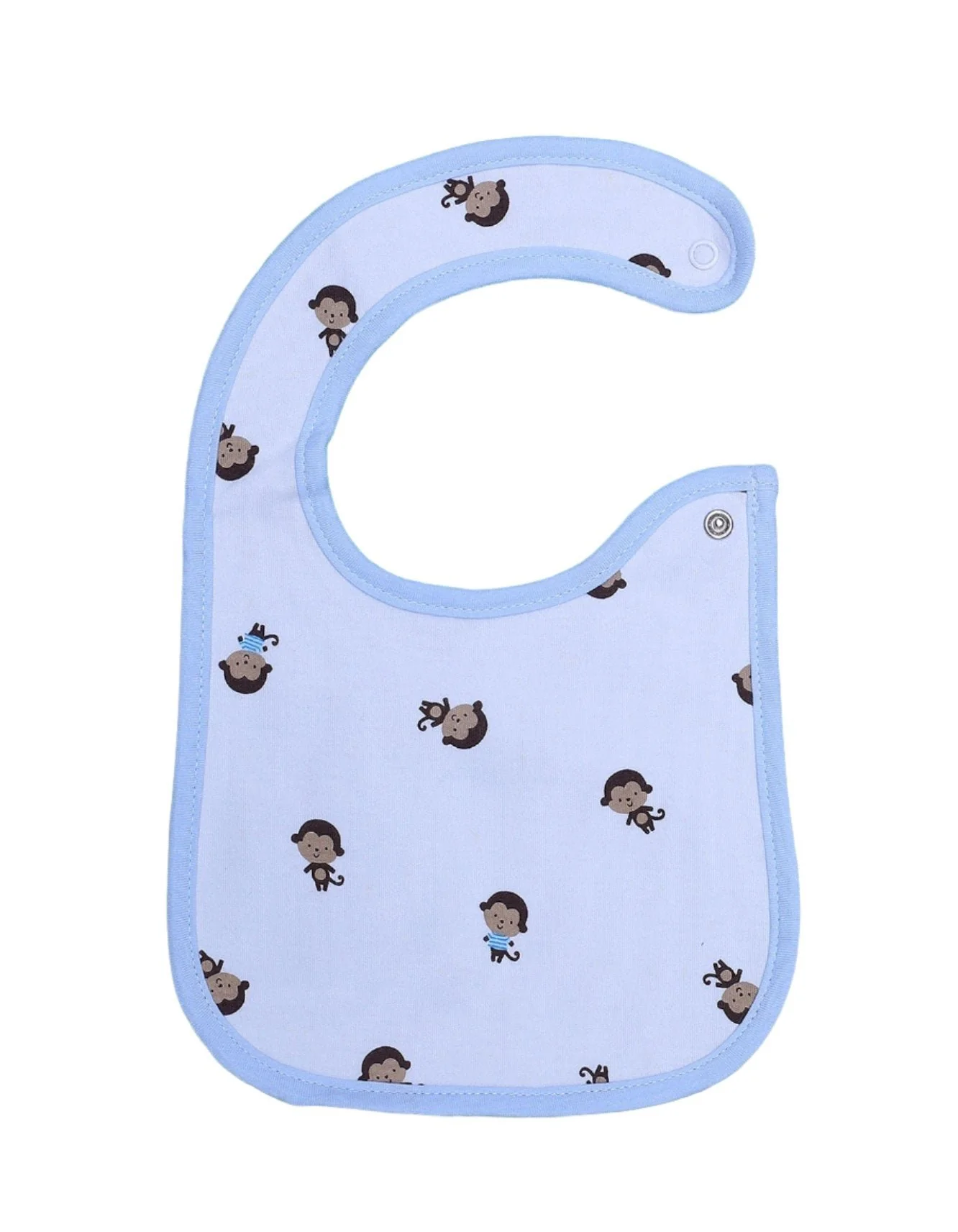 Zubaida's Bib Blue & White with Monkeys Theme