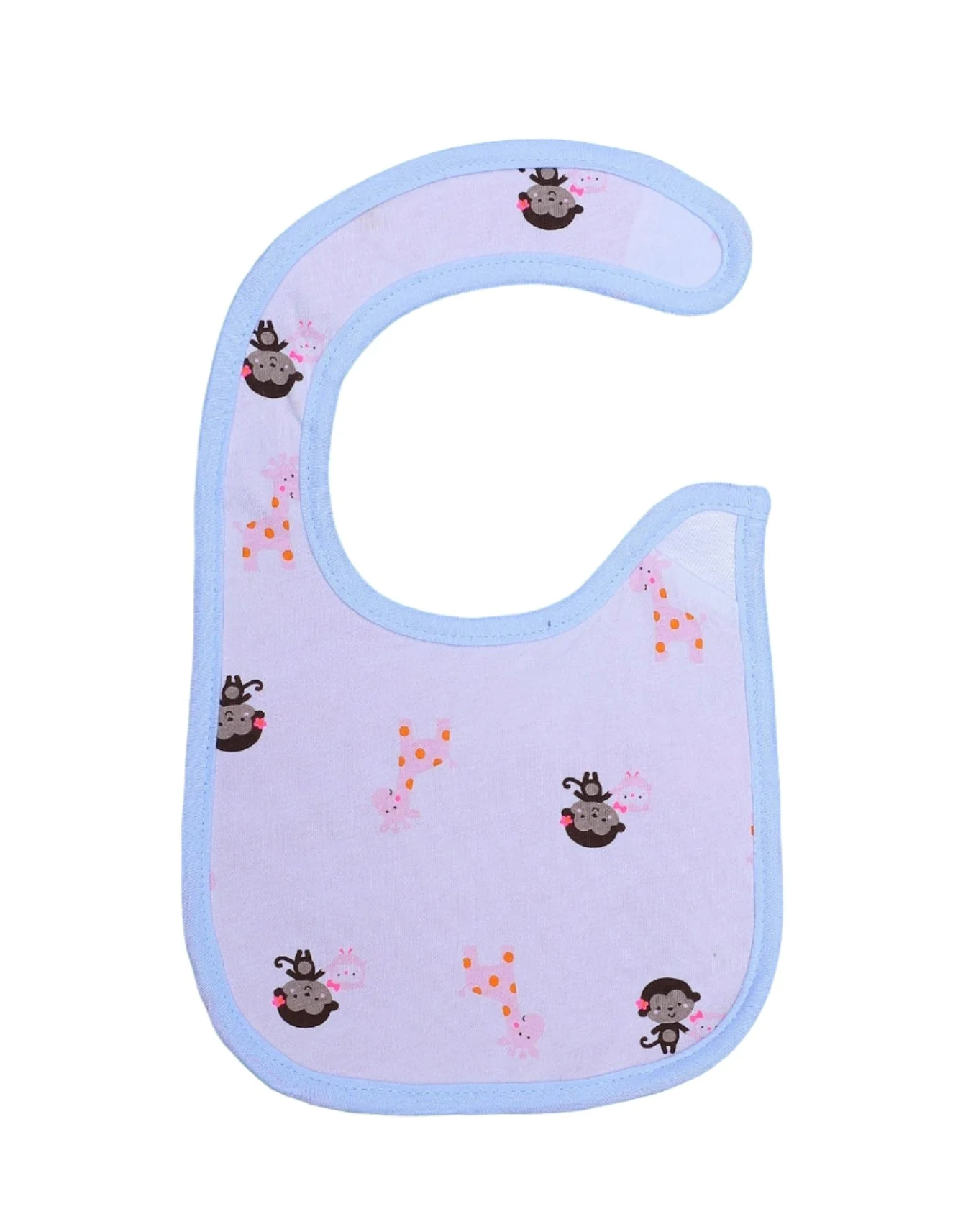 Zubaida's Bib Blue with Printed Monkey and Giraffe