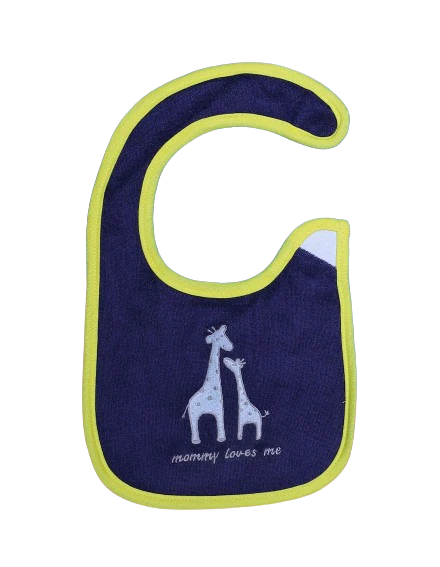 Zubaida's Bib Blue & Yellow Giraffe Theme