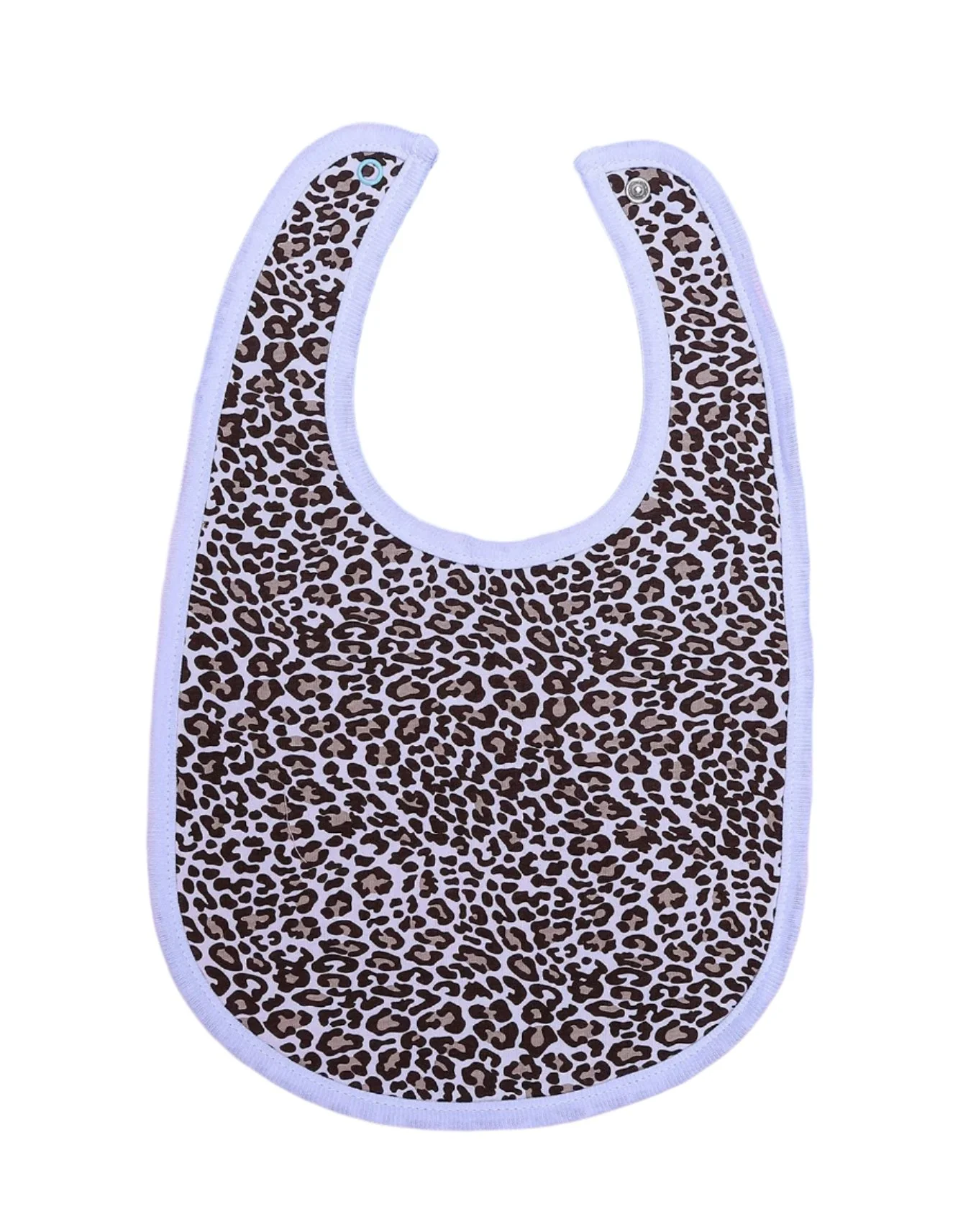 Zubaida's Bib Cheetah Print White Border