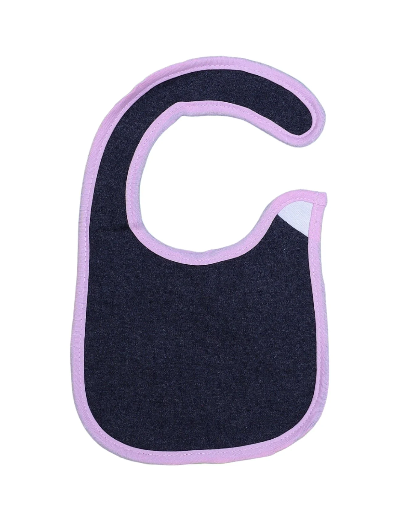 Zubaida's Bib Dark Grey Textured with Pink Border