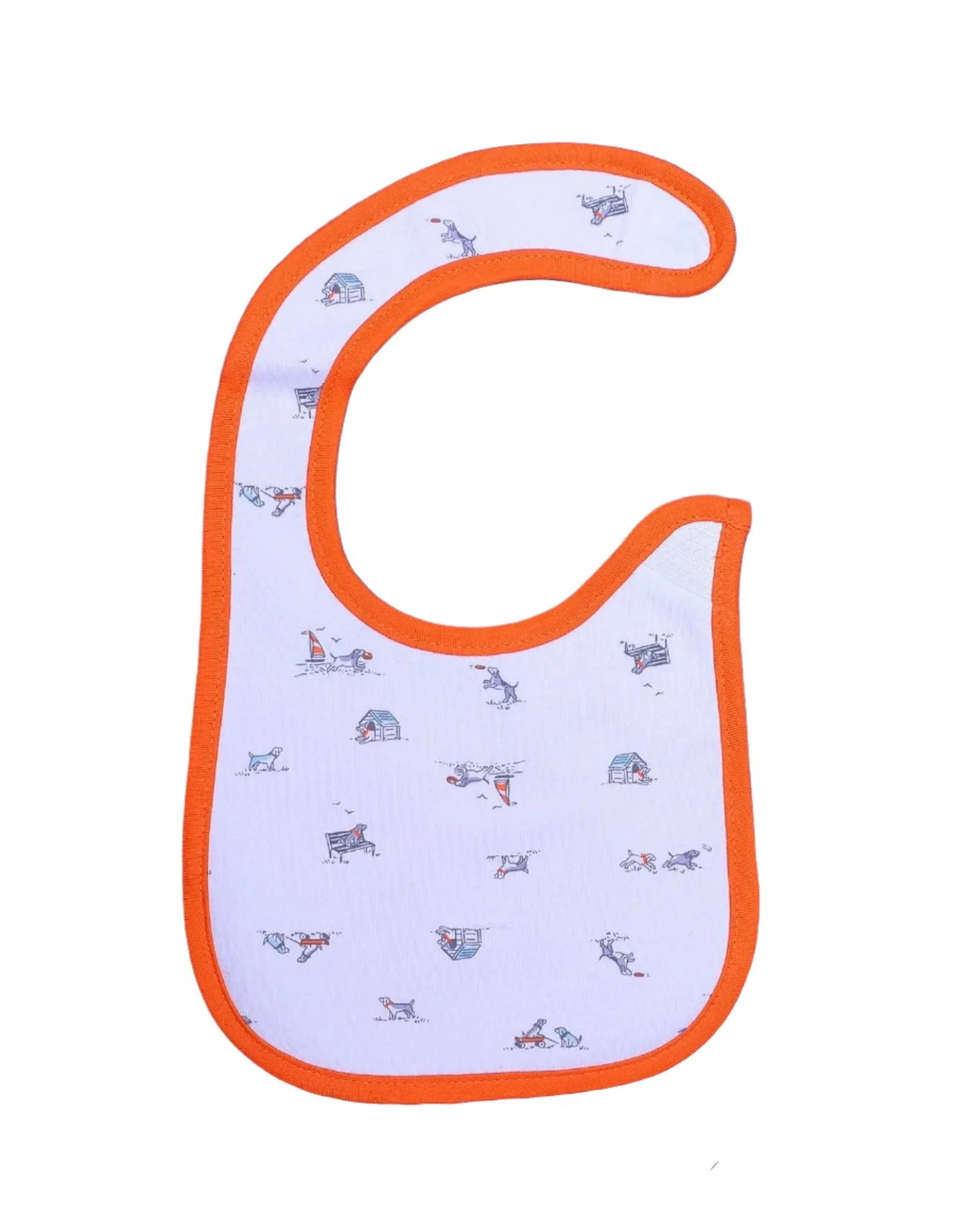 Zubaida's Bib Dog And Boat Orange Border