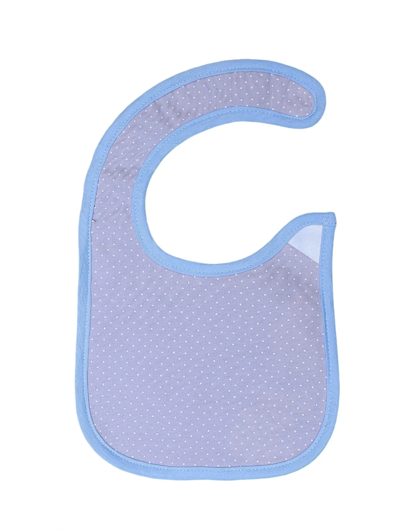 Zubaida's Bib Gray & Blue with white Polka Dots