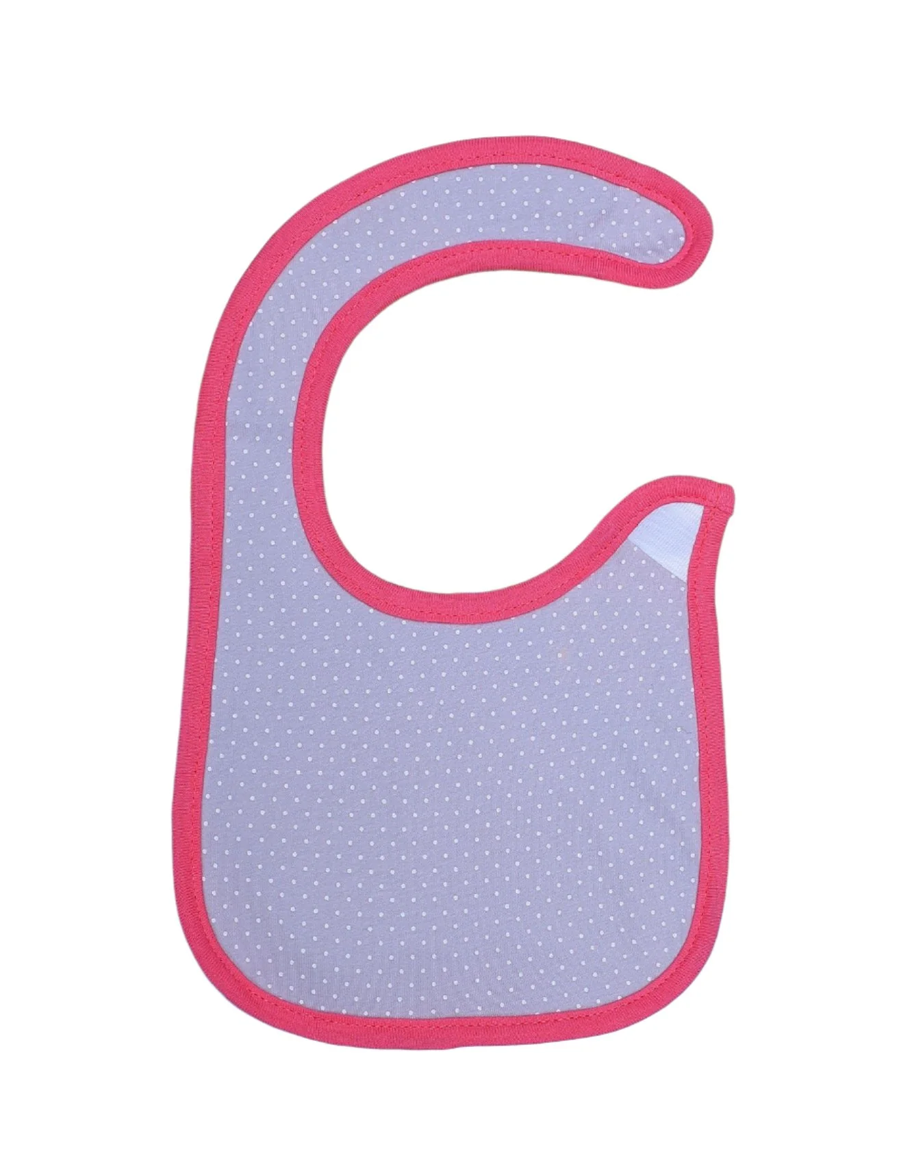 Zubaida's Bib Gray Polka with White Polka Dots and Coral Border