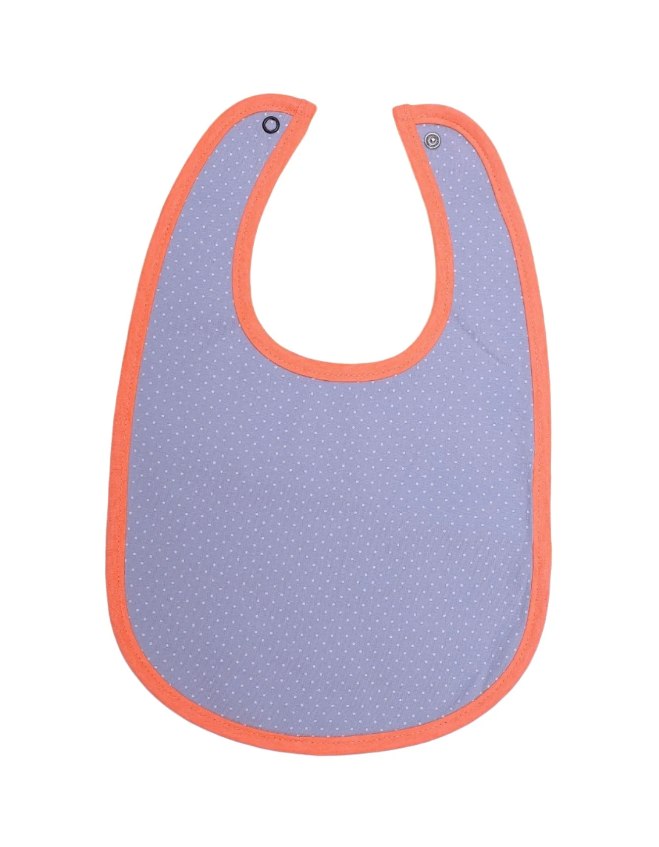 Zubaida's Bib Grey with White Polka Dots Orange Border