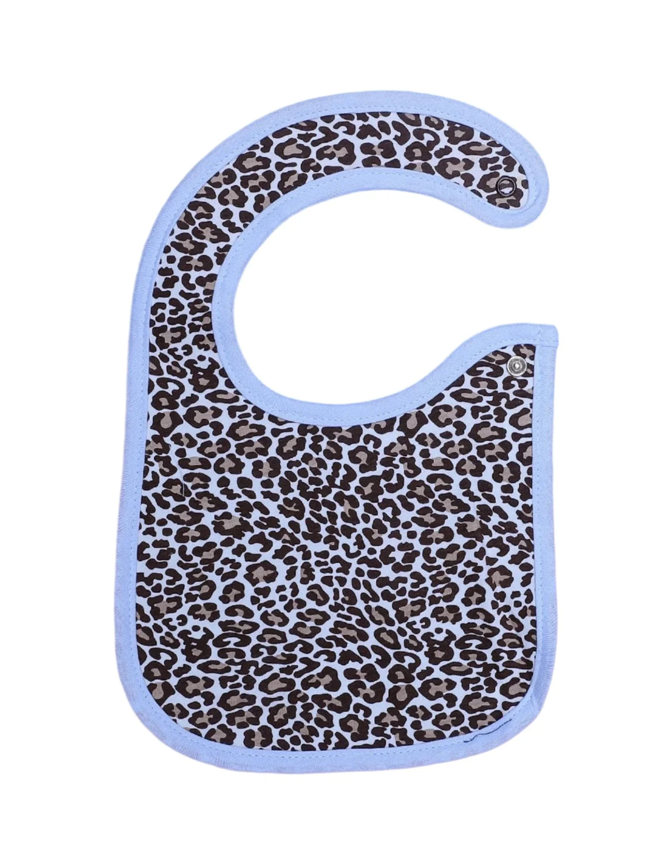Zubaida's Bib Light BLue with Cheeta Print