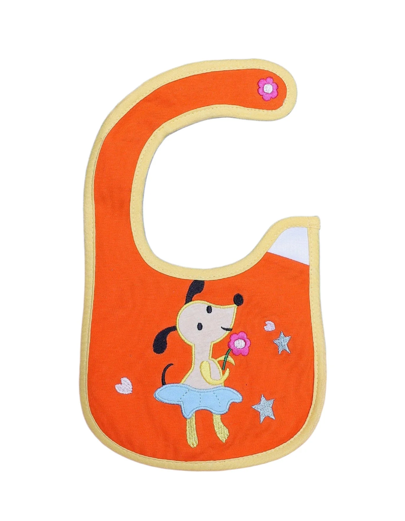 Zubaida's Bib Orange with Yelllow Border