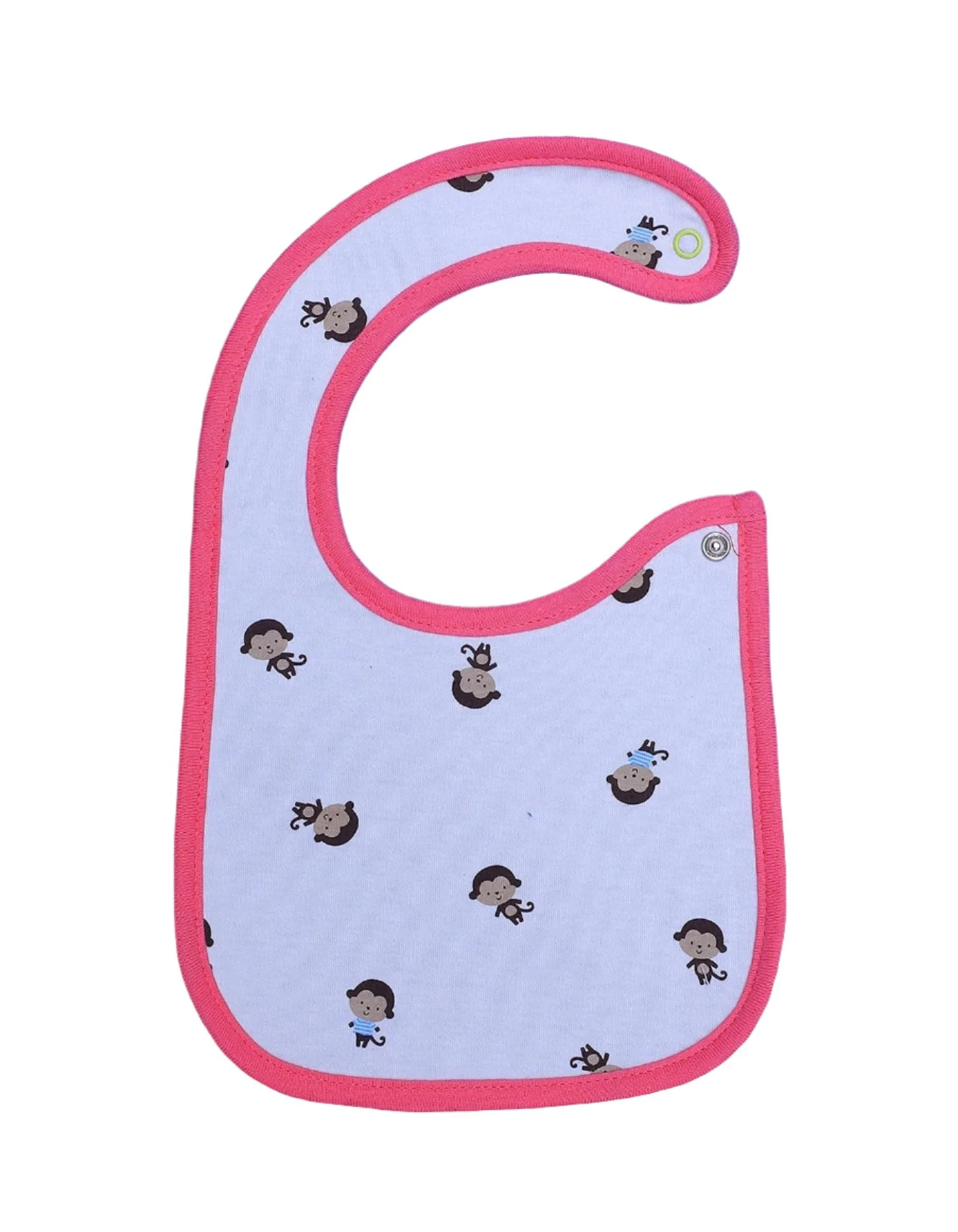 Zubaida's Bib Pink & White with Monkeys Theme