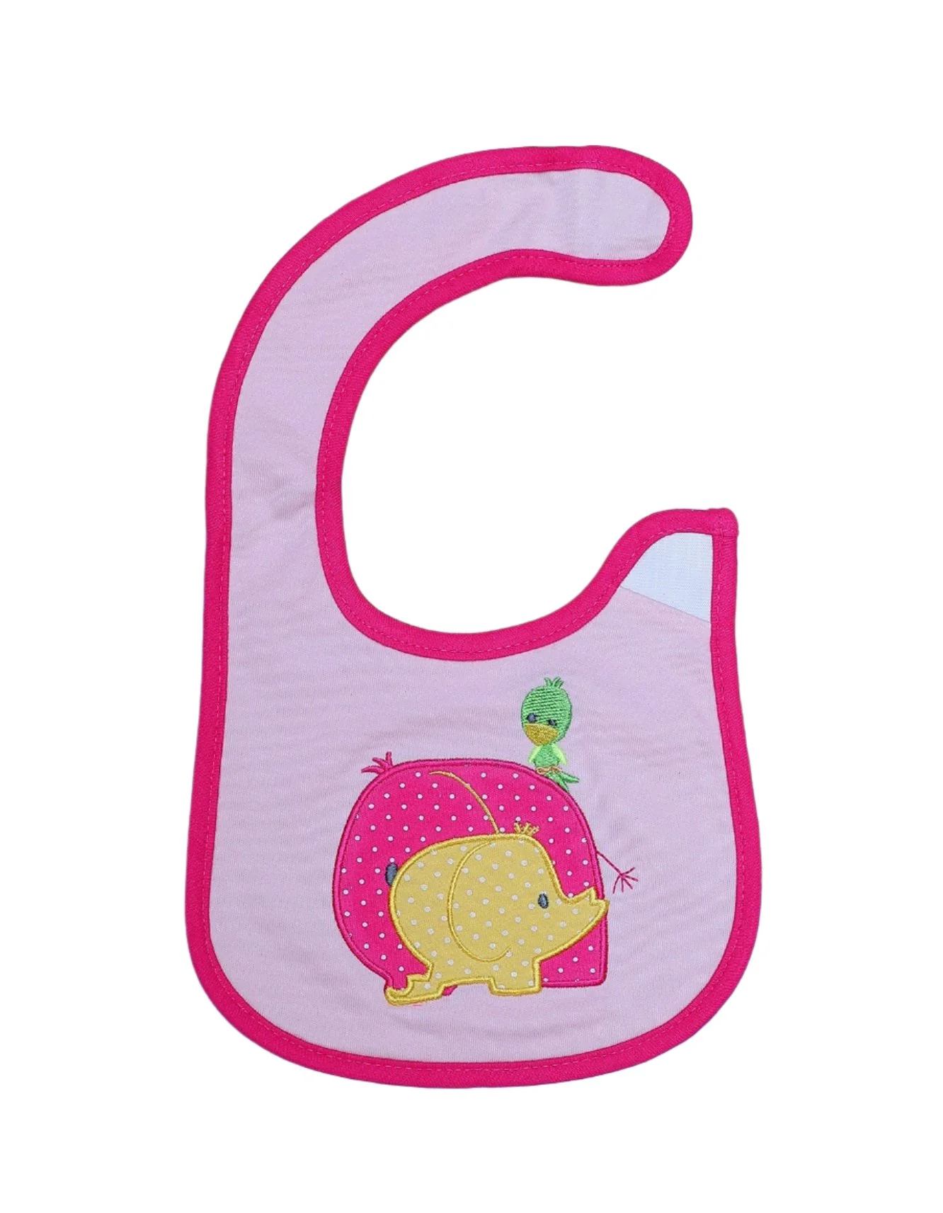 Zubaida's Bib Pink with Embriodered Elephant