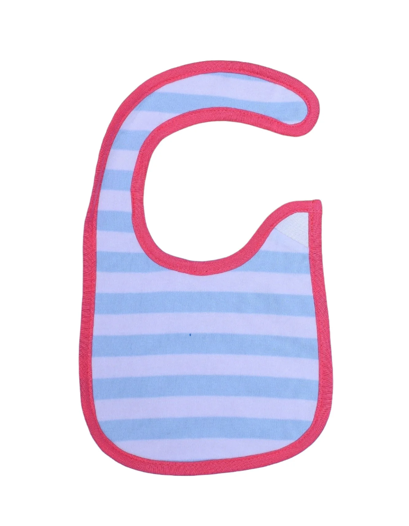 Zubaida's Bib Pink with White & Blue Stripes