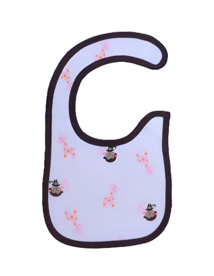 Zubaida's Bib White & Brown Giraffe Theme