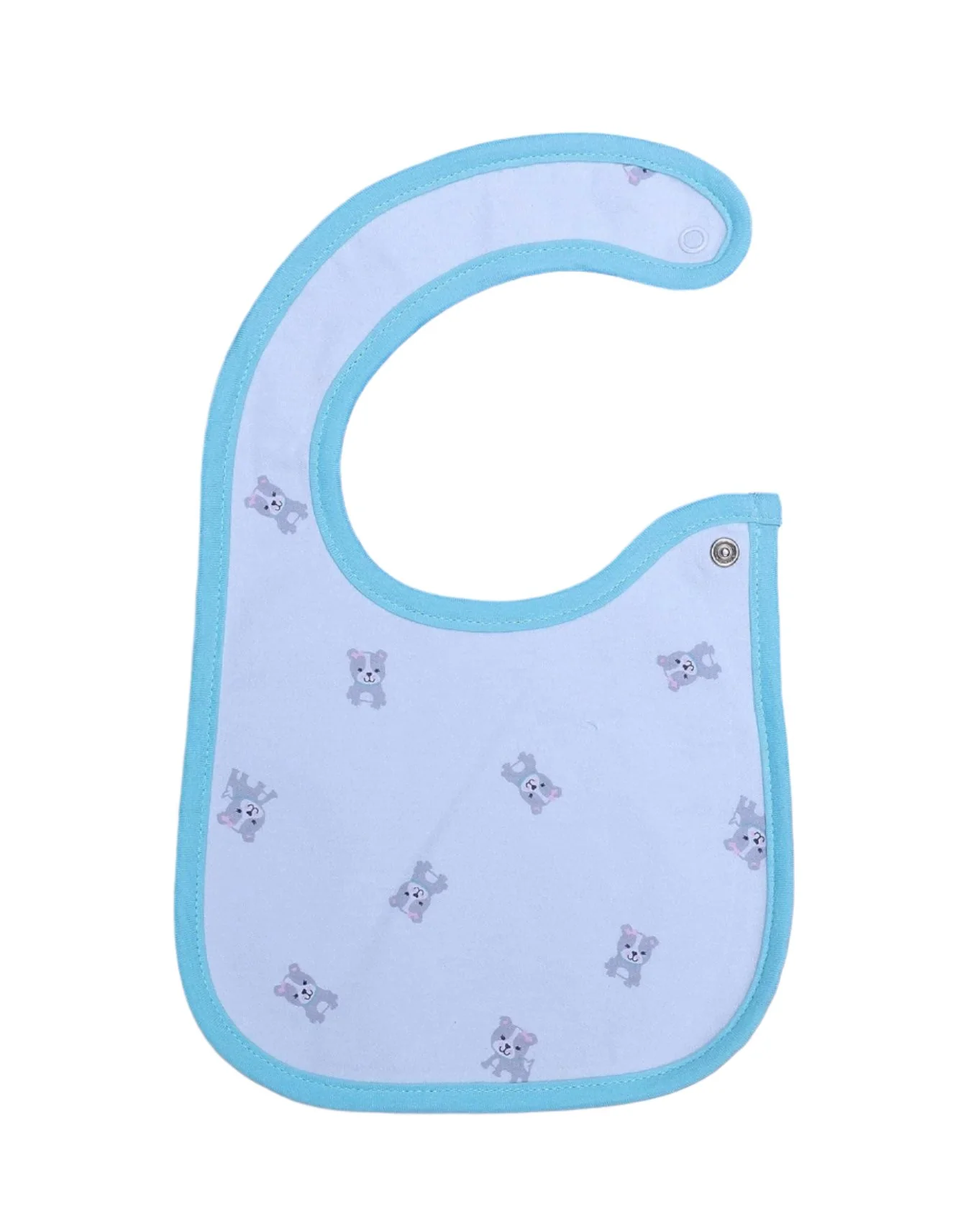Zubaida's Bib White & Mint Blue with Puppies Theme