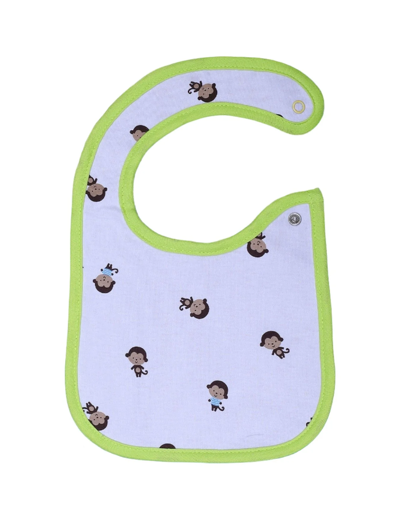 Zubaida's Bib White & Neon Green with Monkeys Theme
