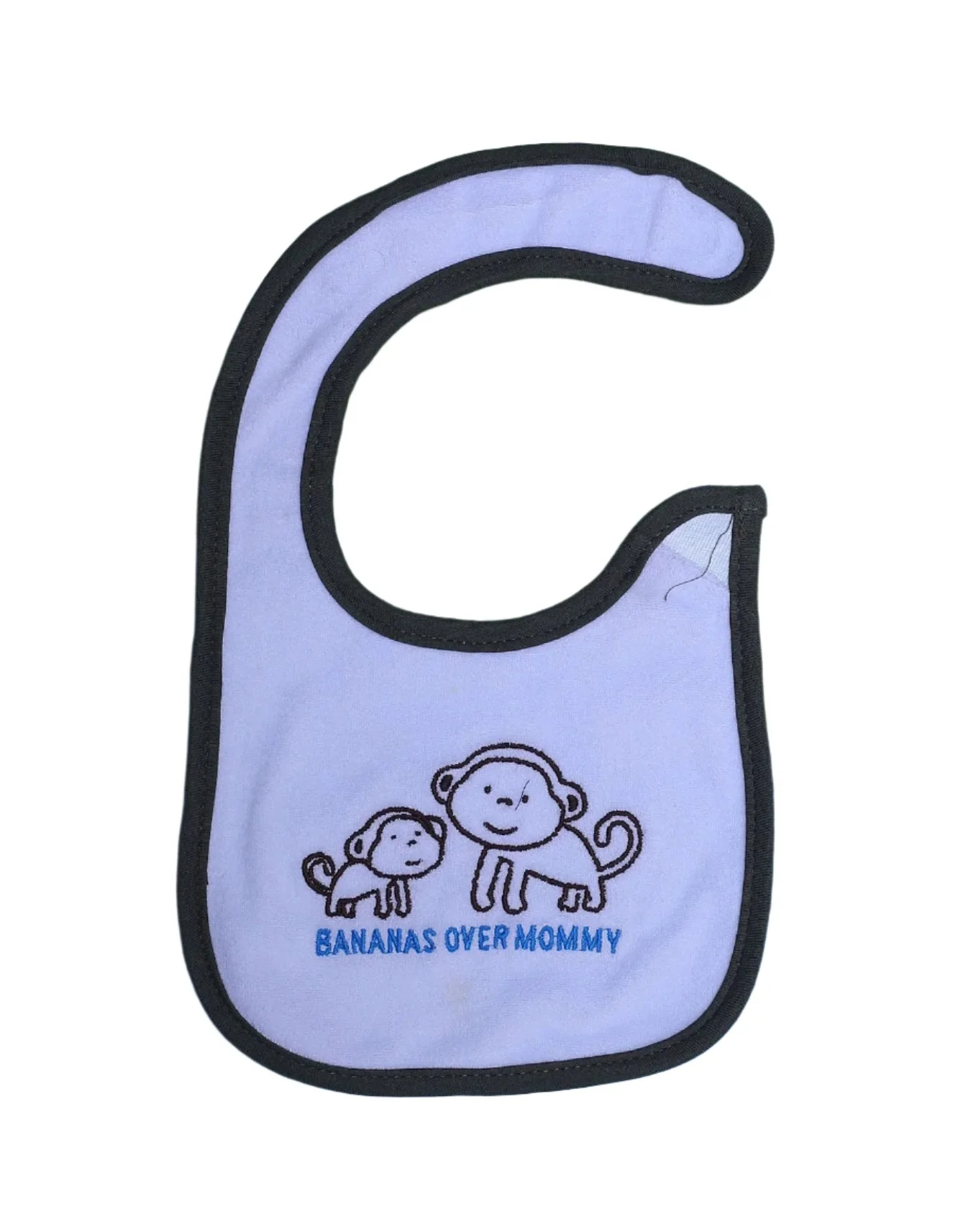 Zubaida's Bib White & Olive with Monkeys Print