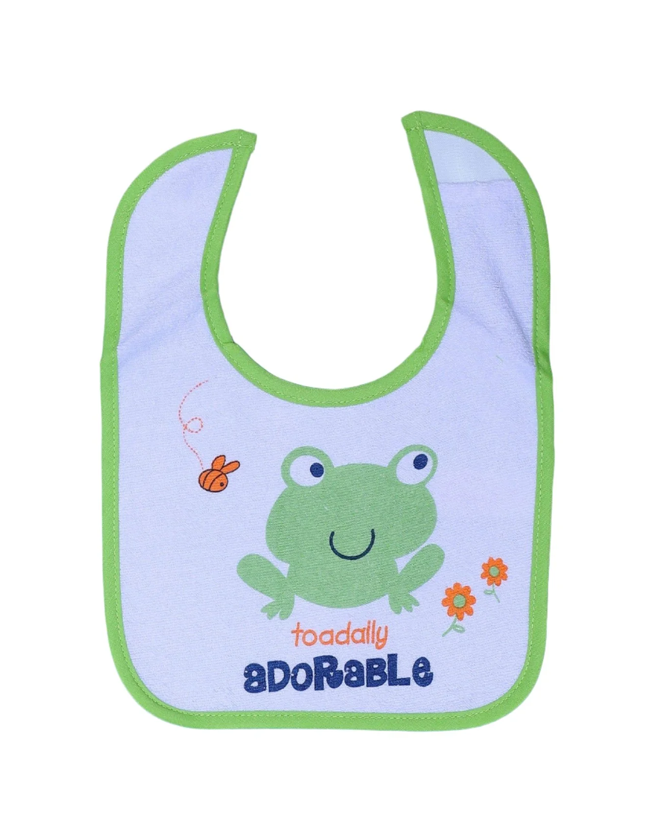 Zubaida's Bib White with Green Frog and Green Border - Image 3