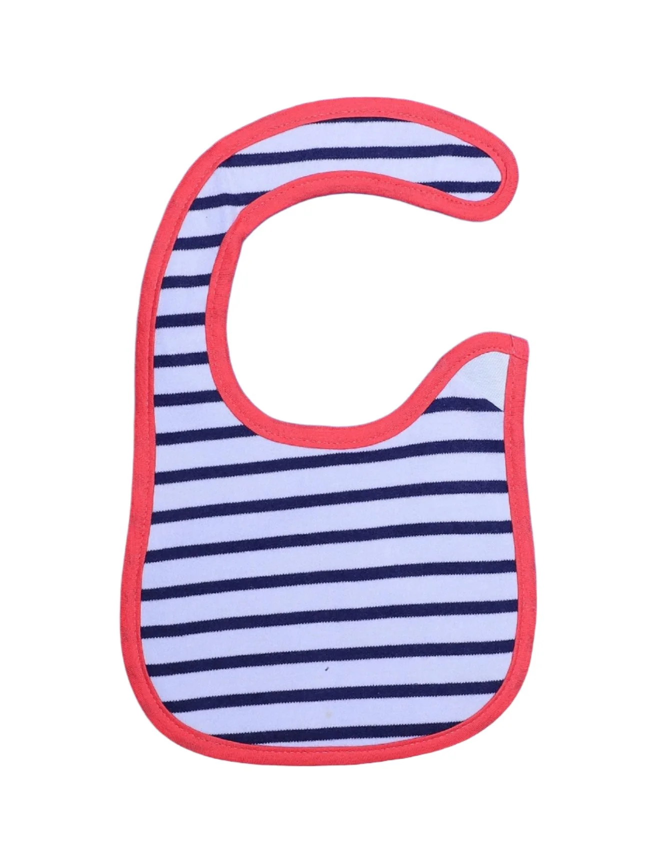 Zubaida's Bib White with Navy Stripes