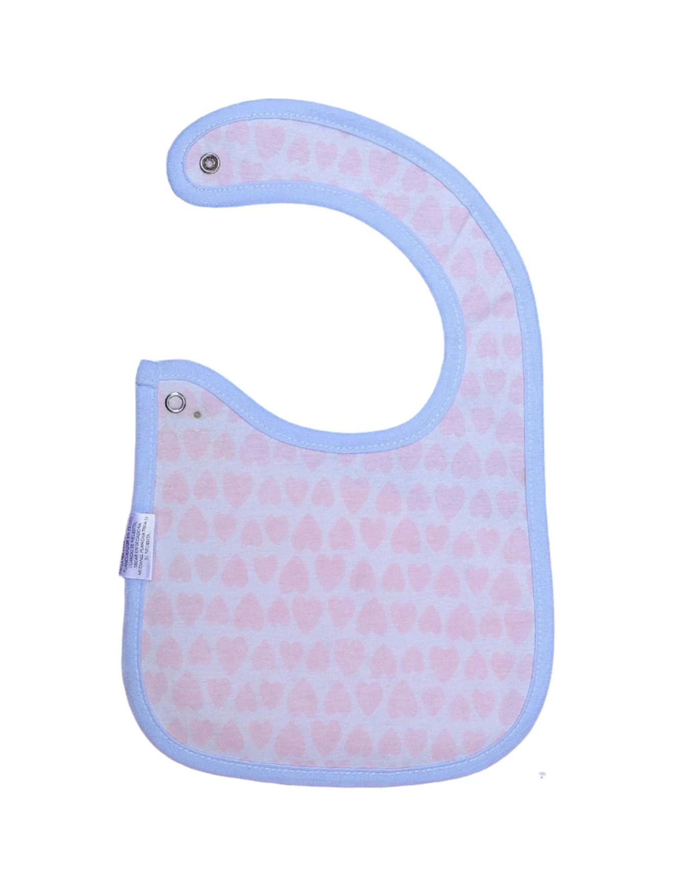Zubaida's Bib White with Pink Polka Dot and Blue Border - Image 2