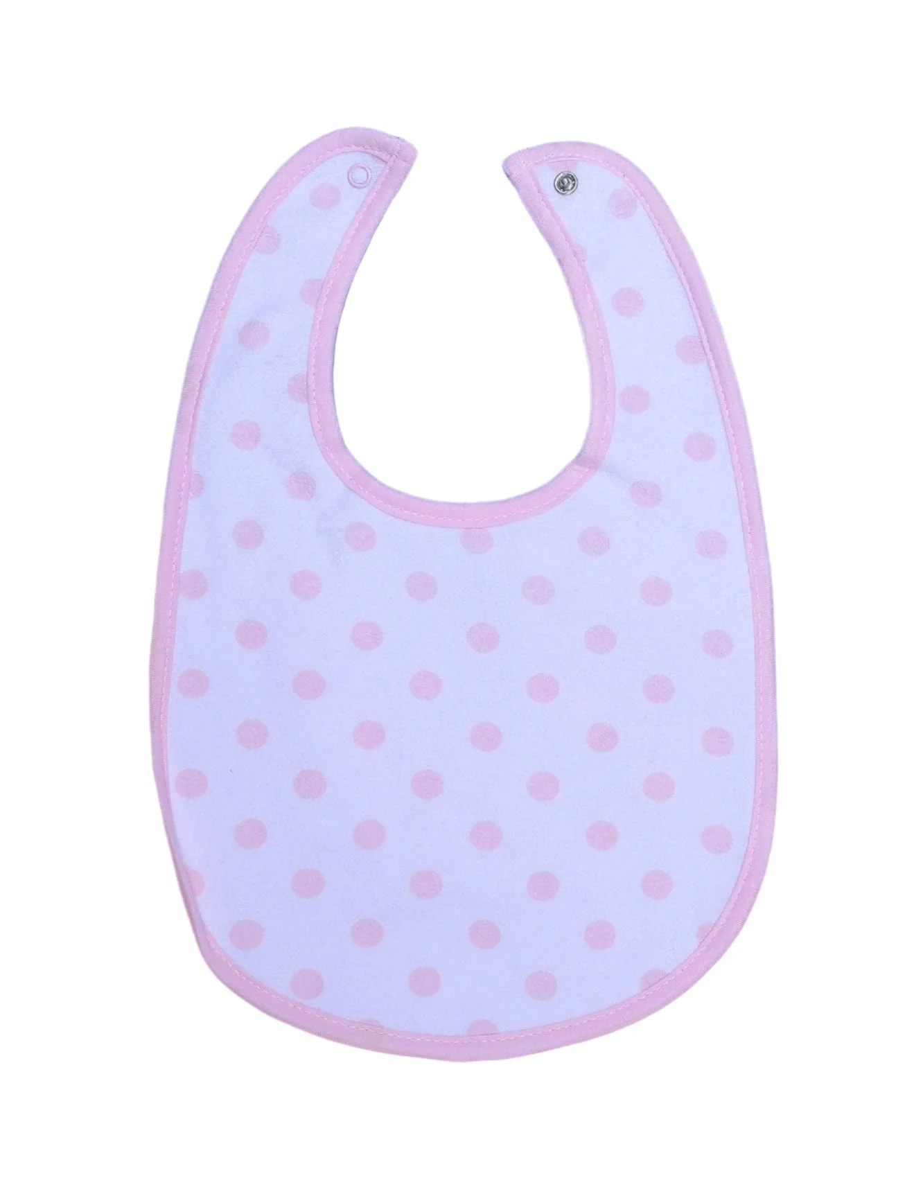 Zubaida's Bib White with Pink Polka Dots and Border