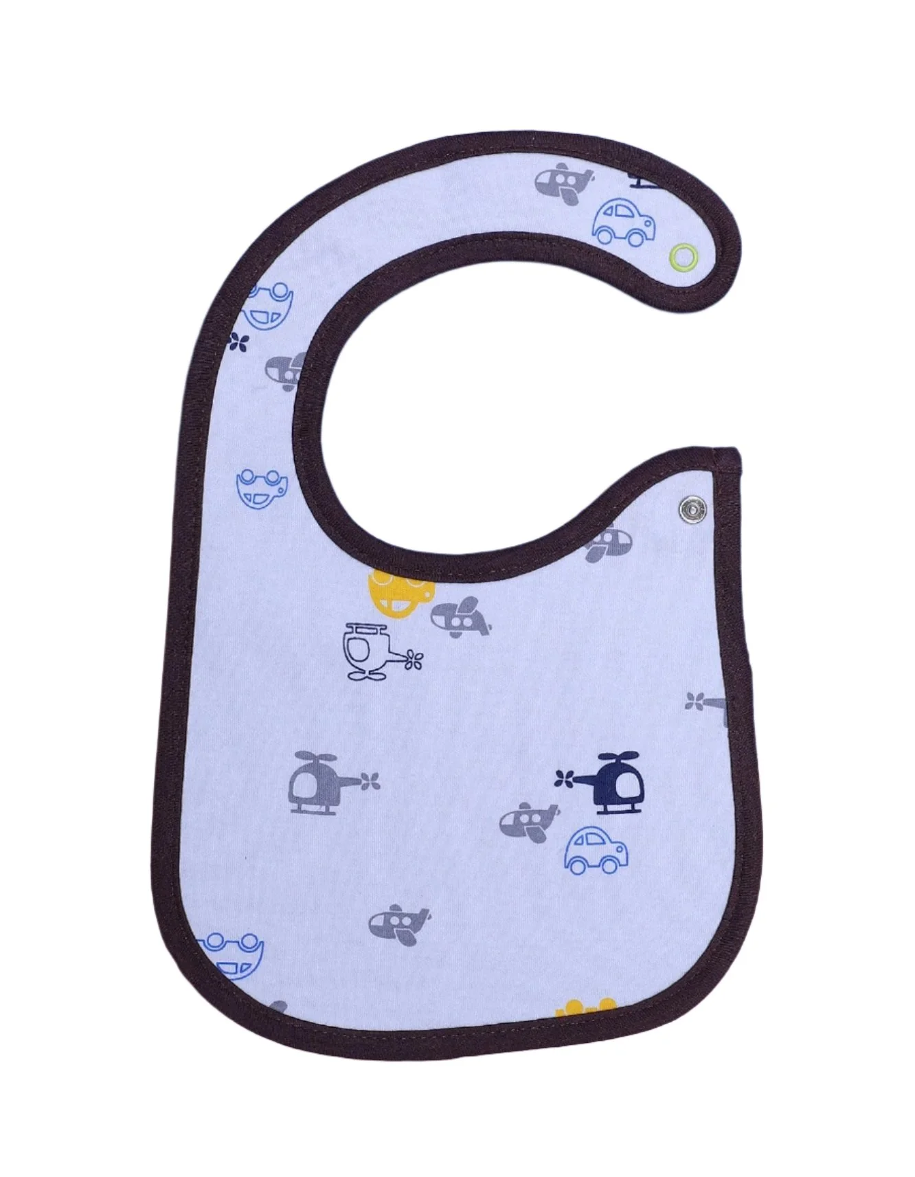 Zubaida's Bib White with Printed Car Theme